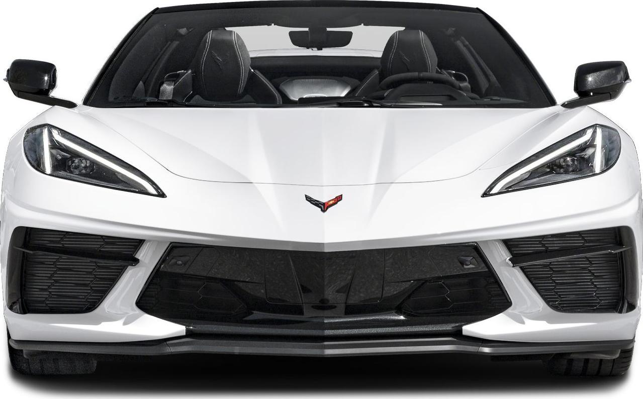 Front view of a sleek sports convertible with sharp headlights and aerodynamic design