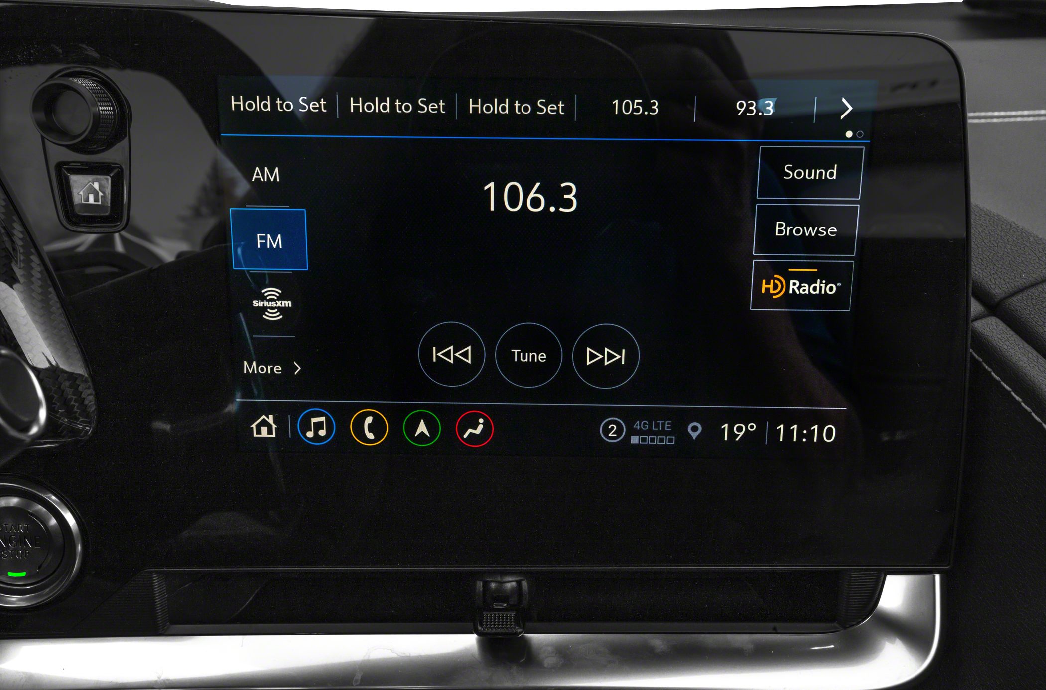 FM radio display on touchscreen infotainment system
