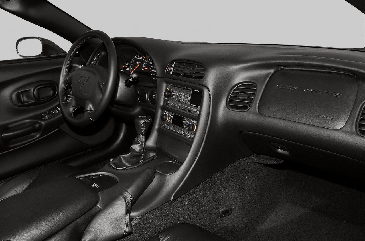 C5 Corvette interior dashboard and steering wheel close-up
