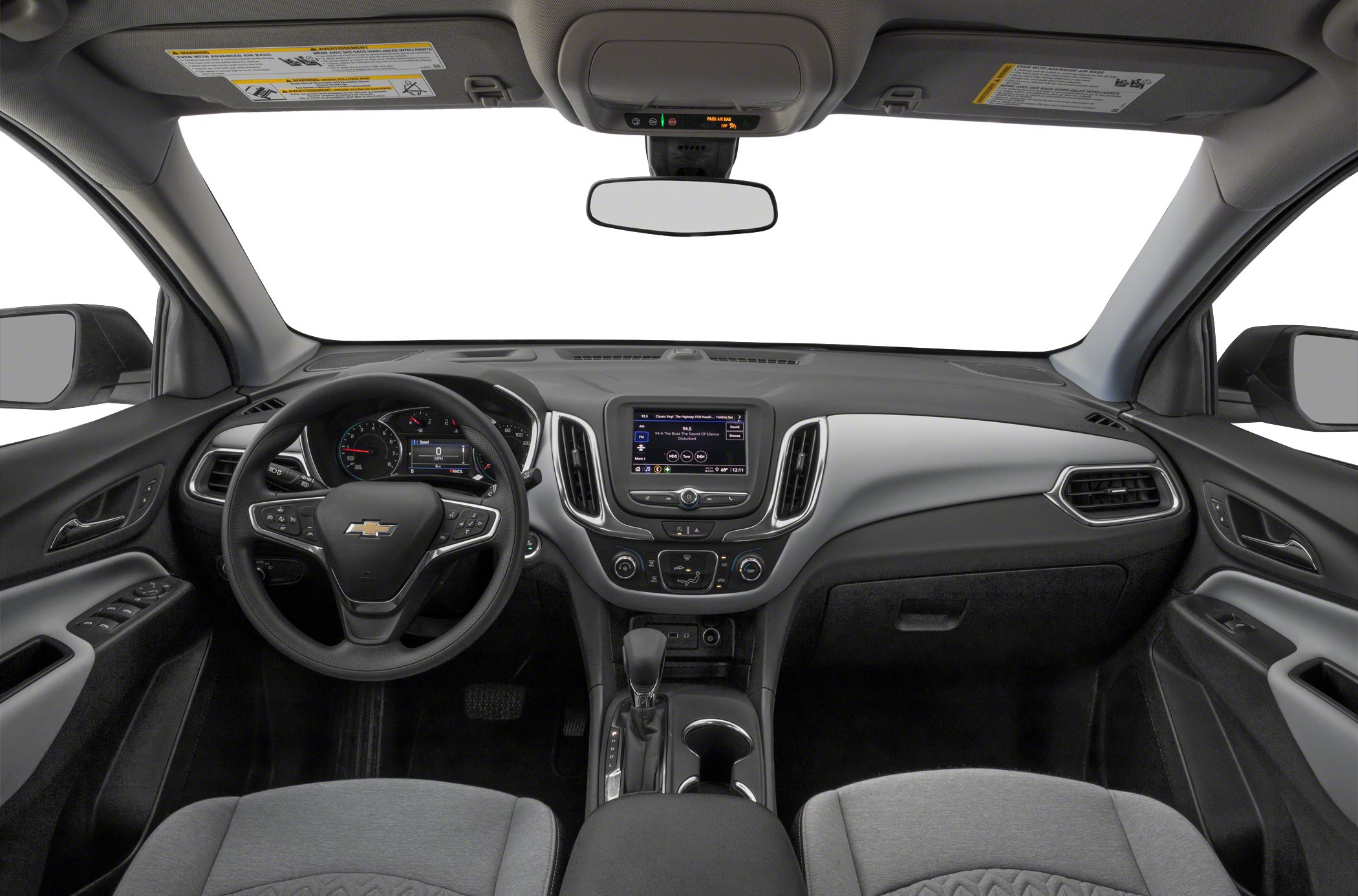 Interior dashboard with touchscreen and multifunction steering wheel