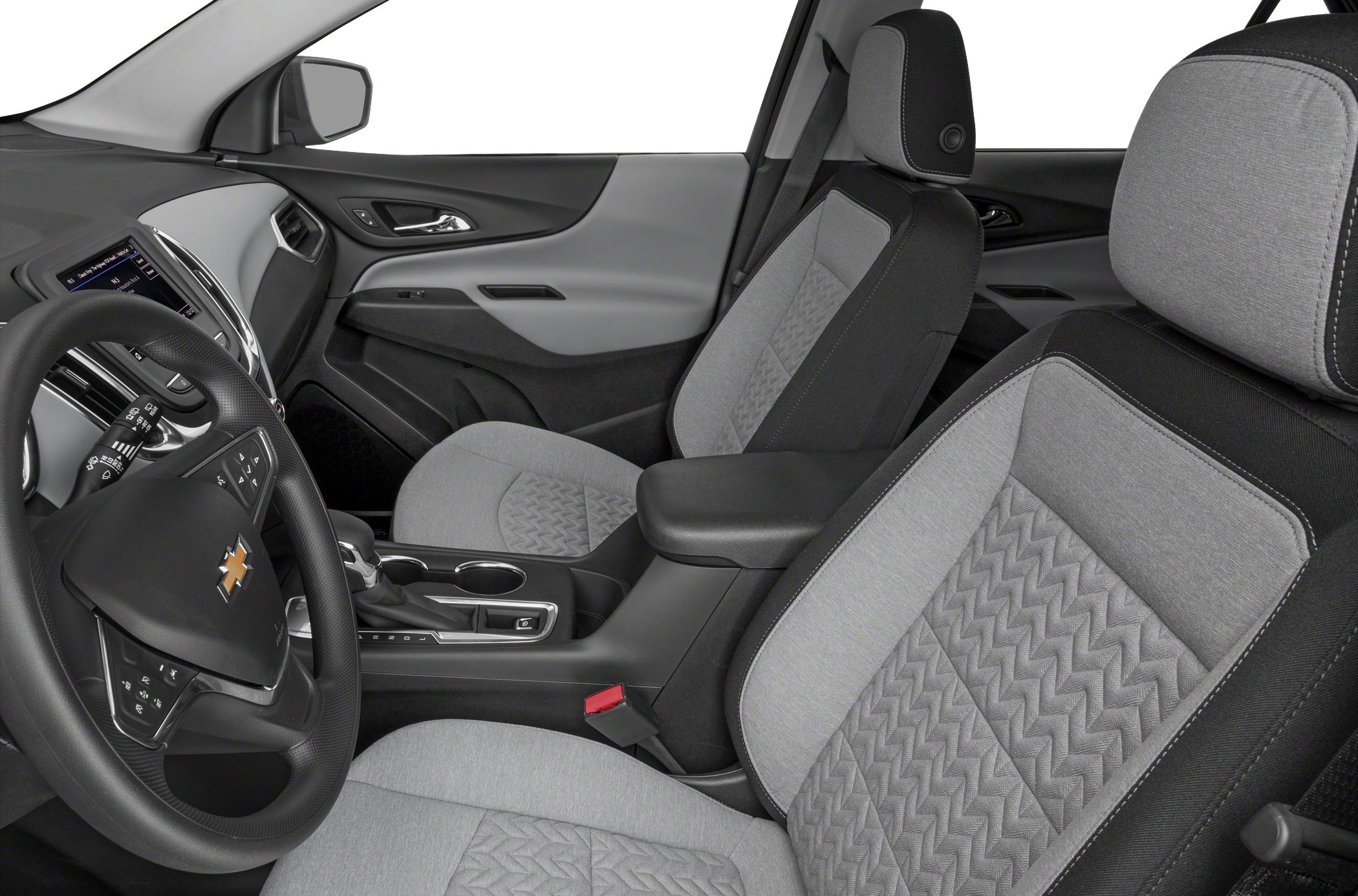 Front seats with patterned upholstery and modern dashboard interior
