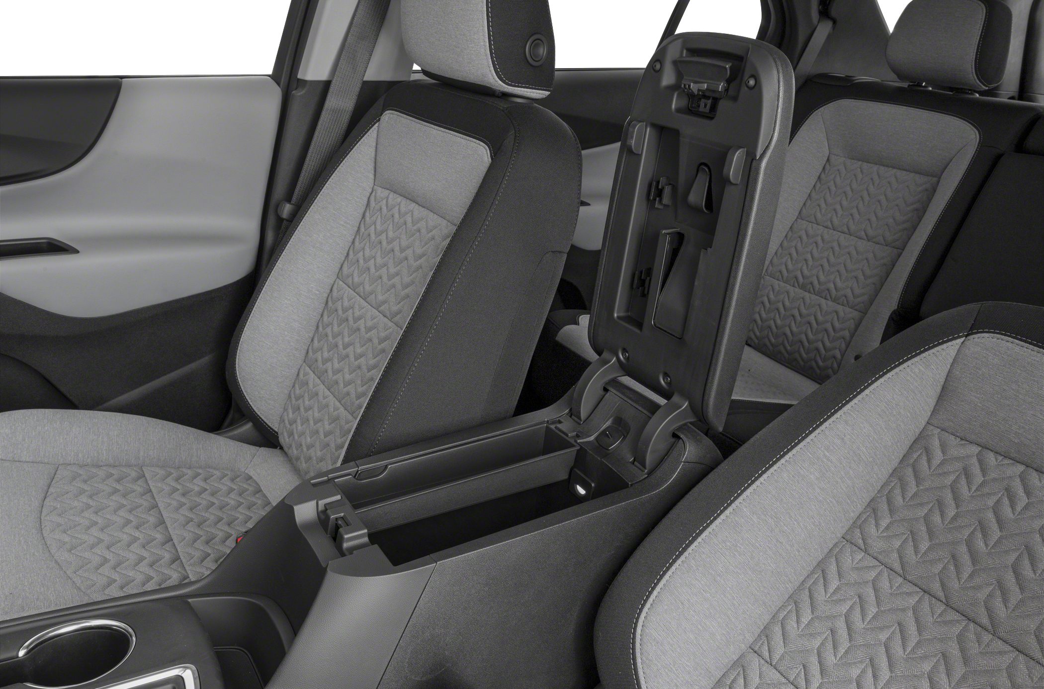 Front seats upholstery and open center console storage compartment