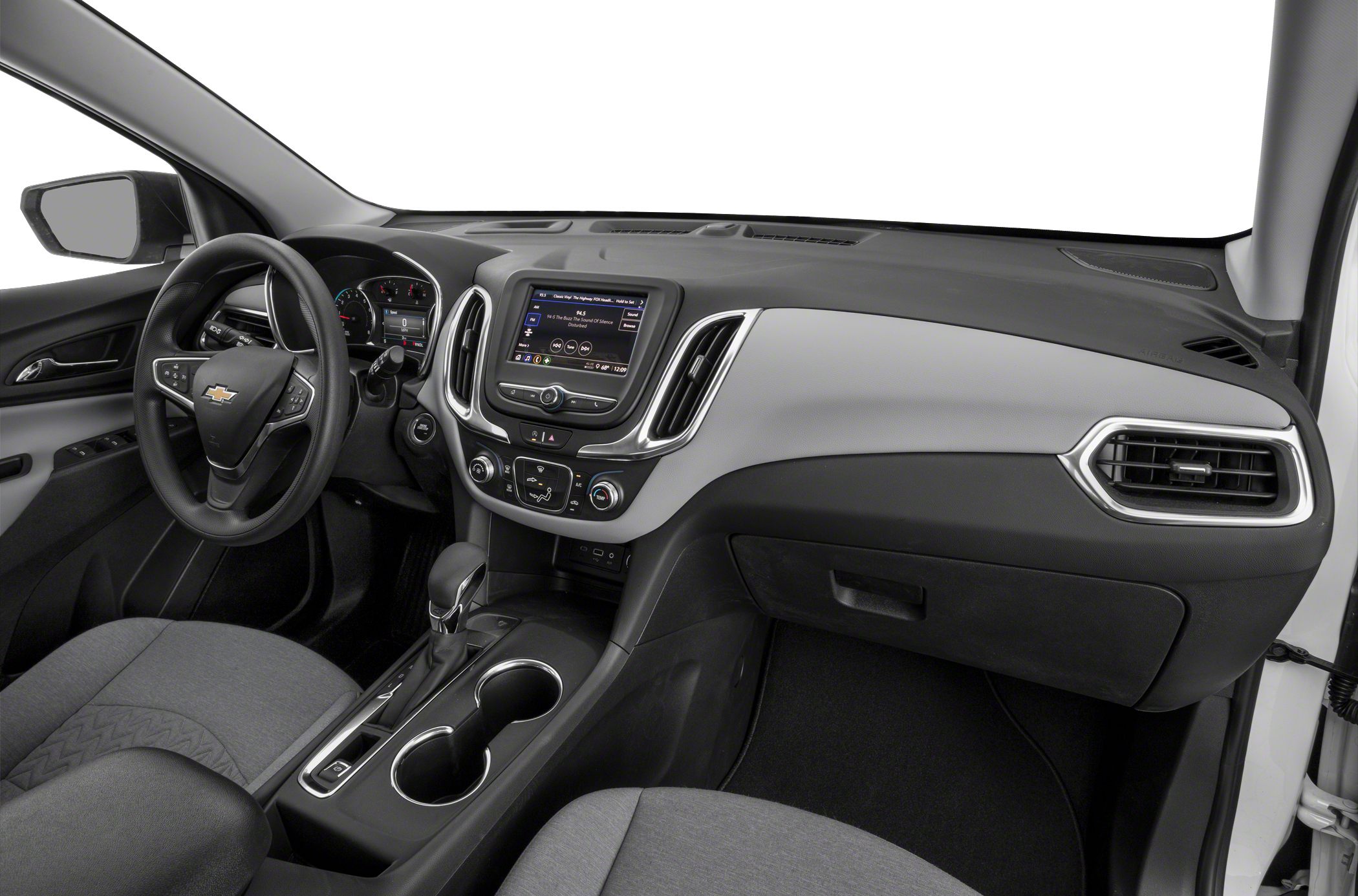 Modern SUV interior with touchscreen, climate control, and ergonomic dashboard.