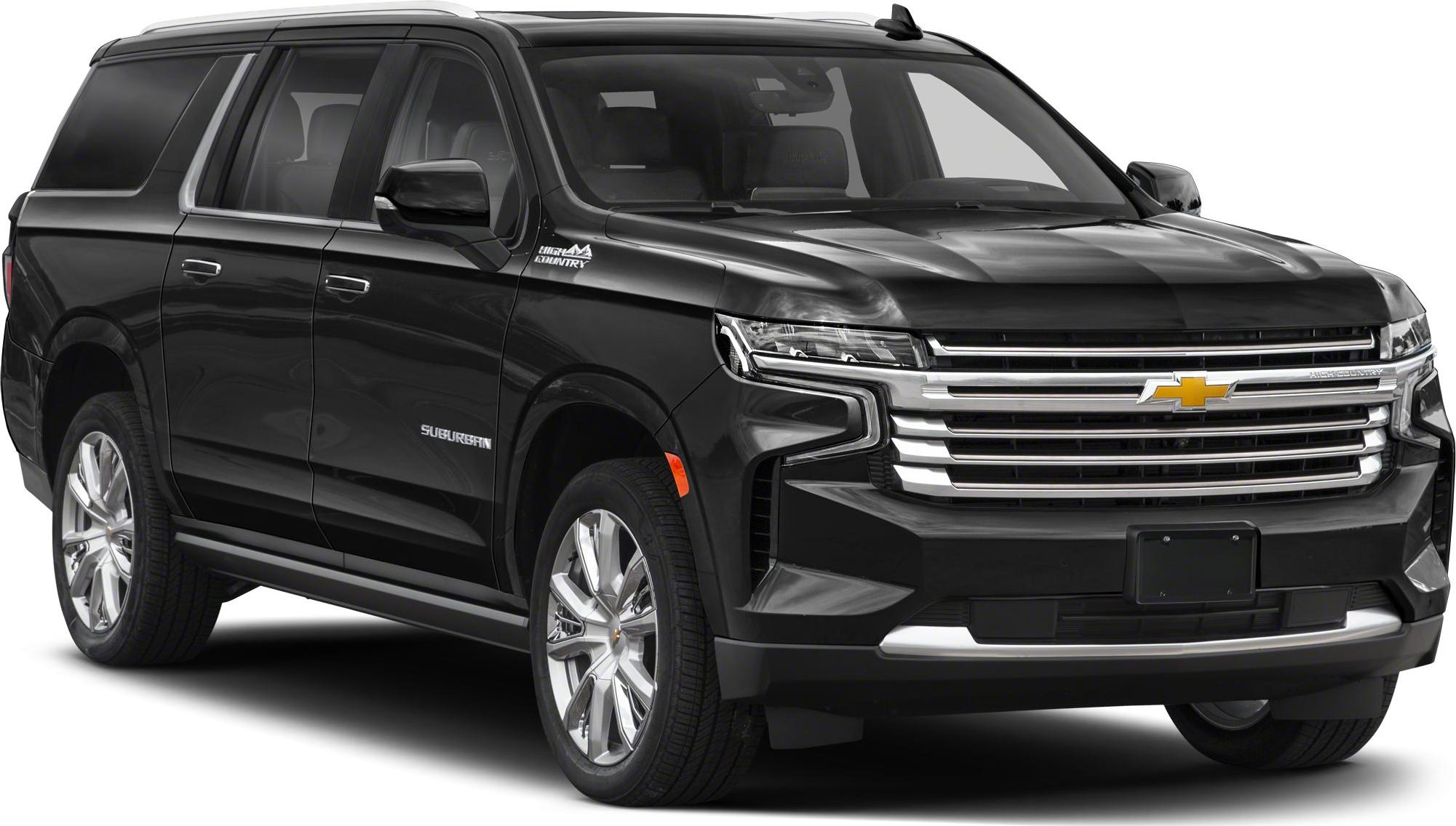 Front and side profile with prominent grille and sleek black body