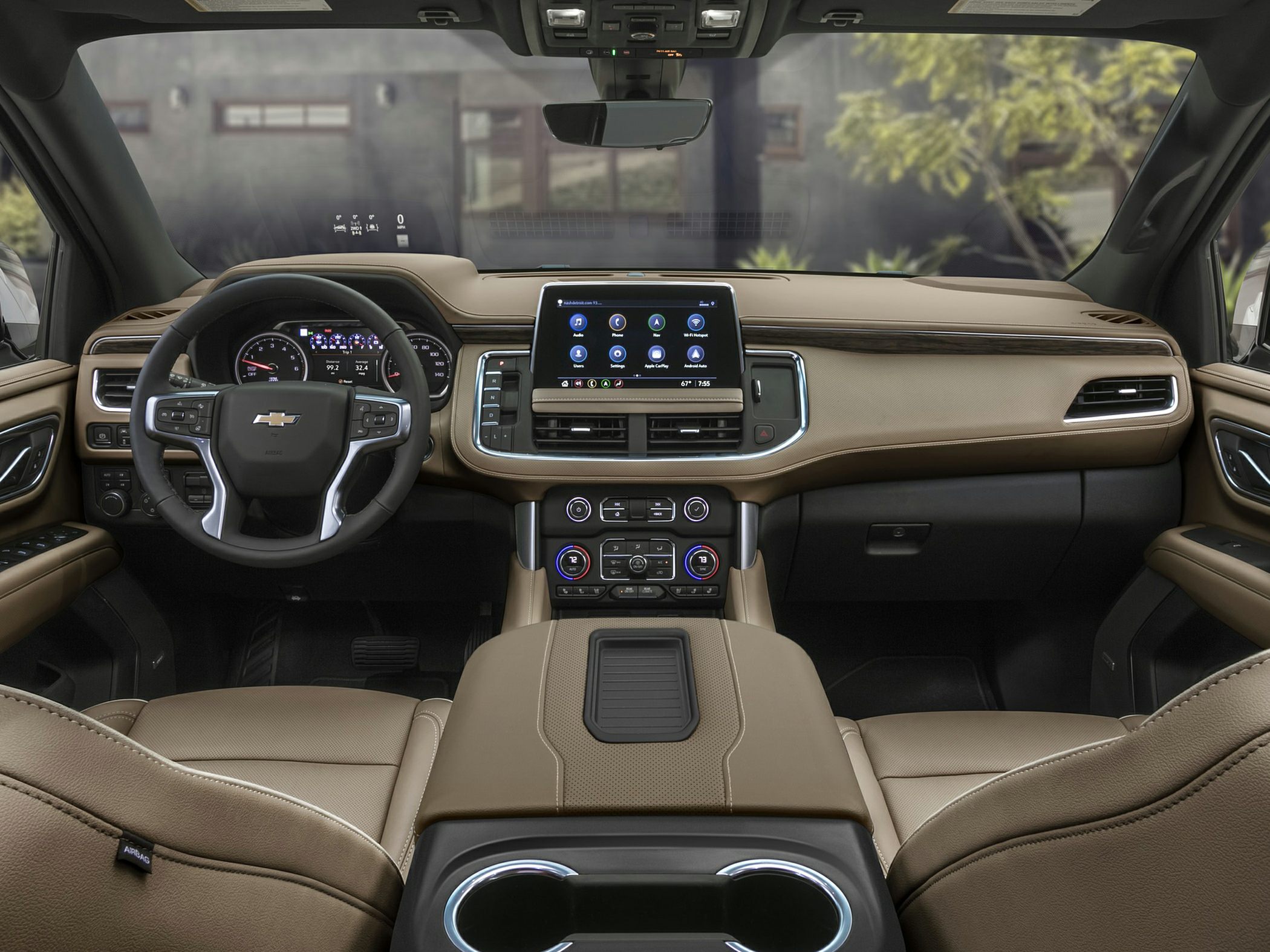 Modern dashboard with touchscreen infotainment and digital gauges
