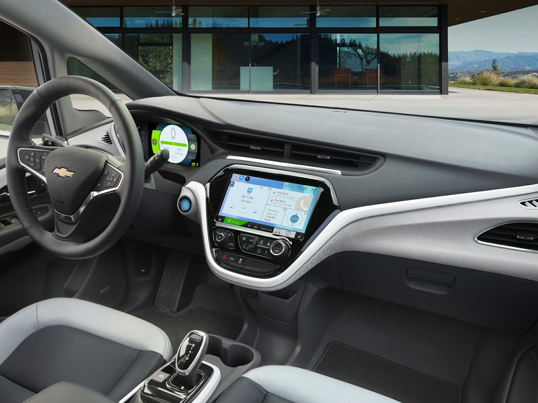 Modern digital dashboard and touchscreen infotainment in car interior