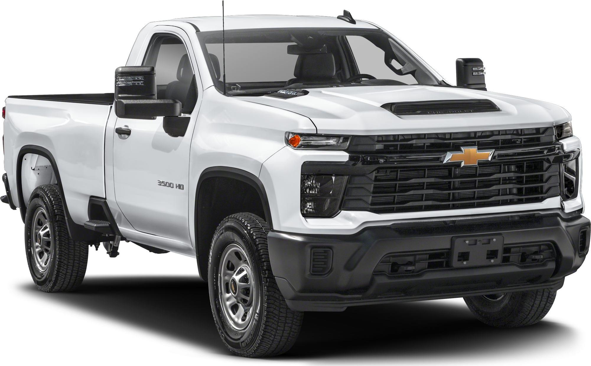 Front angle view of a pickup with grille and hood vent