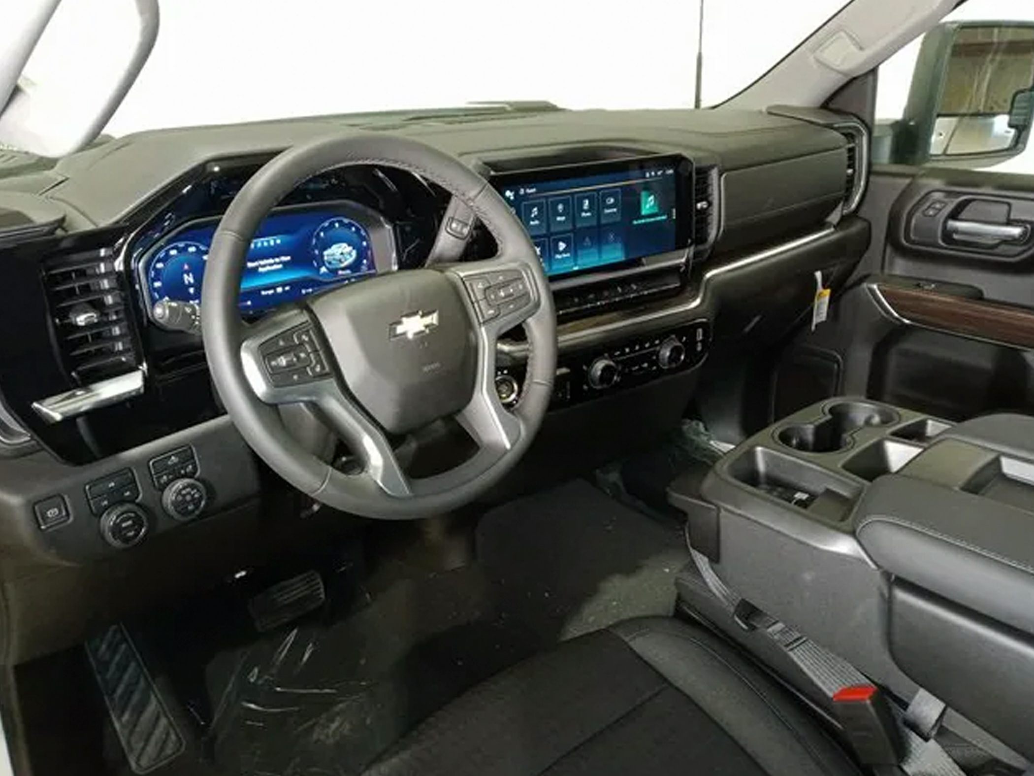 Modern dashboard with digital cluster and large infotainment touchscreen