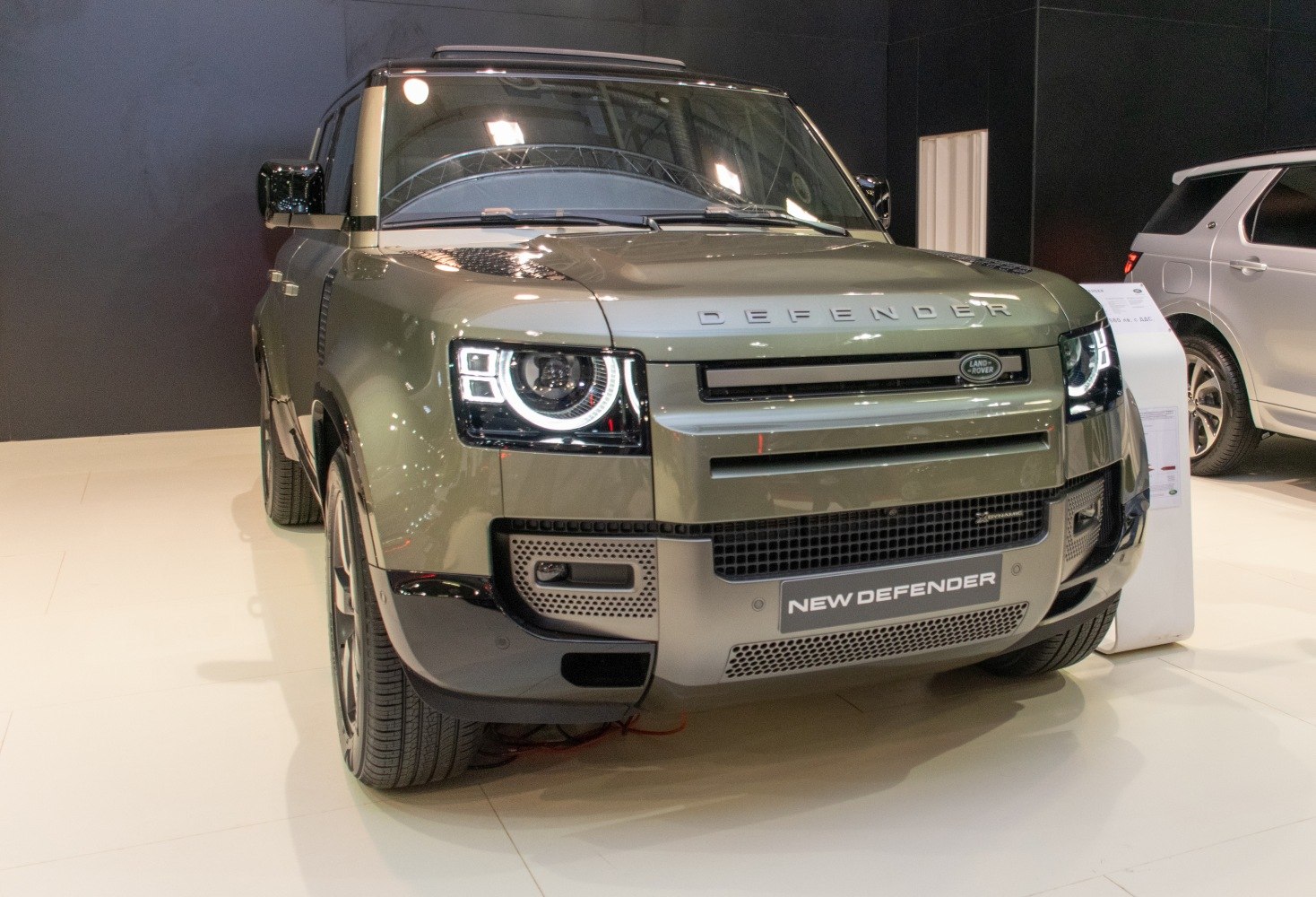 Front view of SUV with LED headlights and distinctive grille