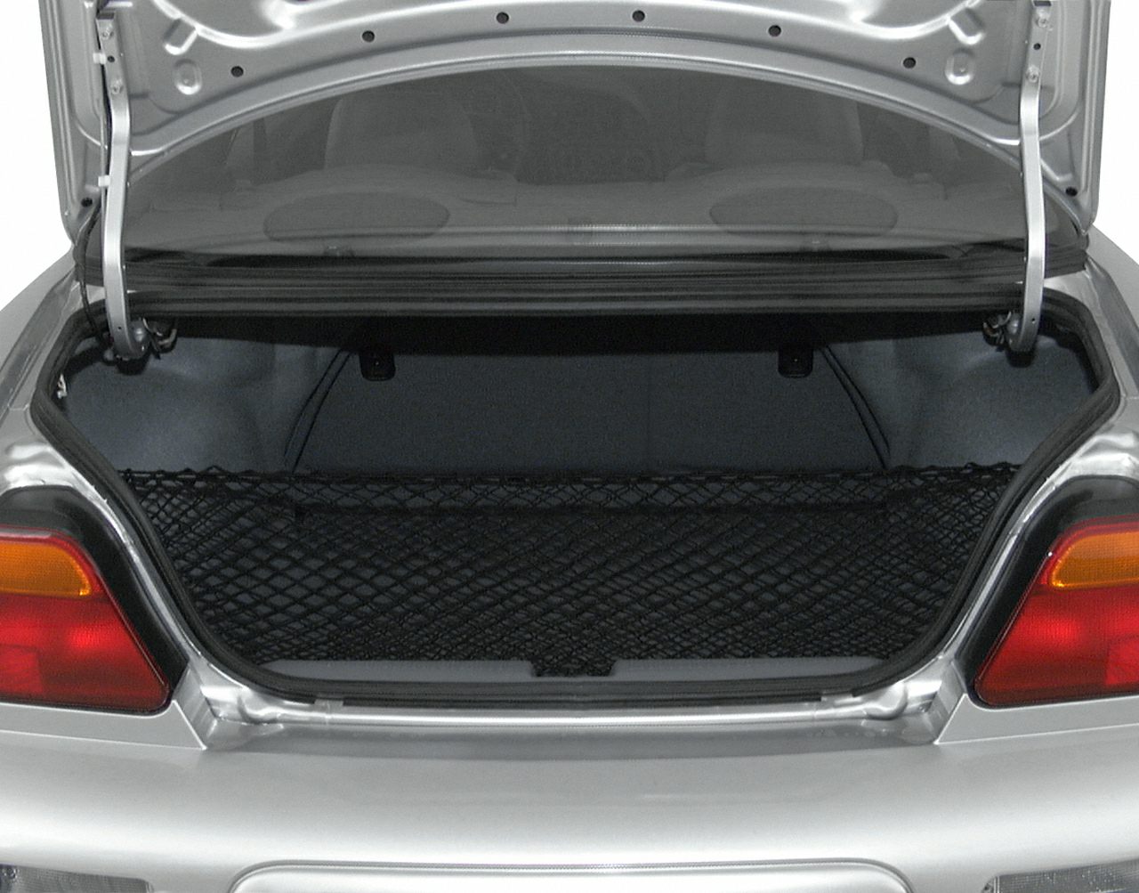 Open trunk with cargo net and spacious rear compartment