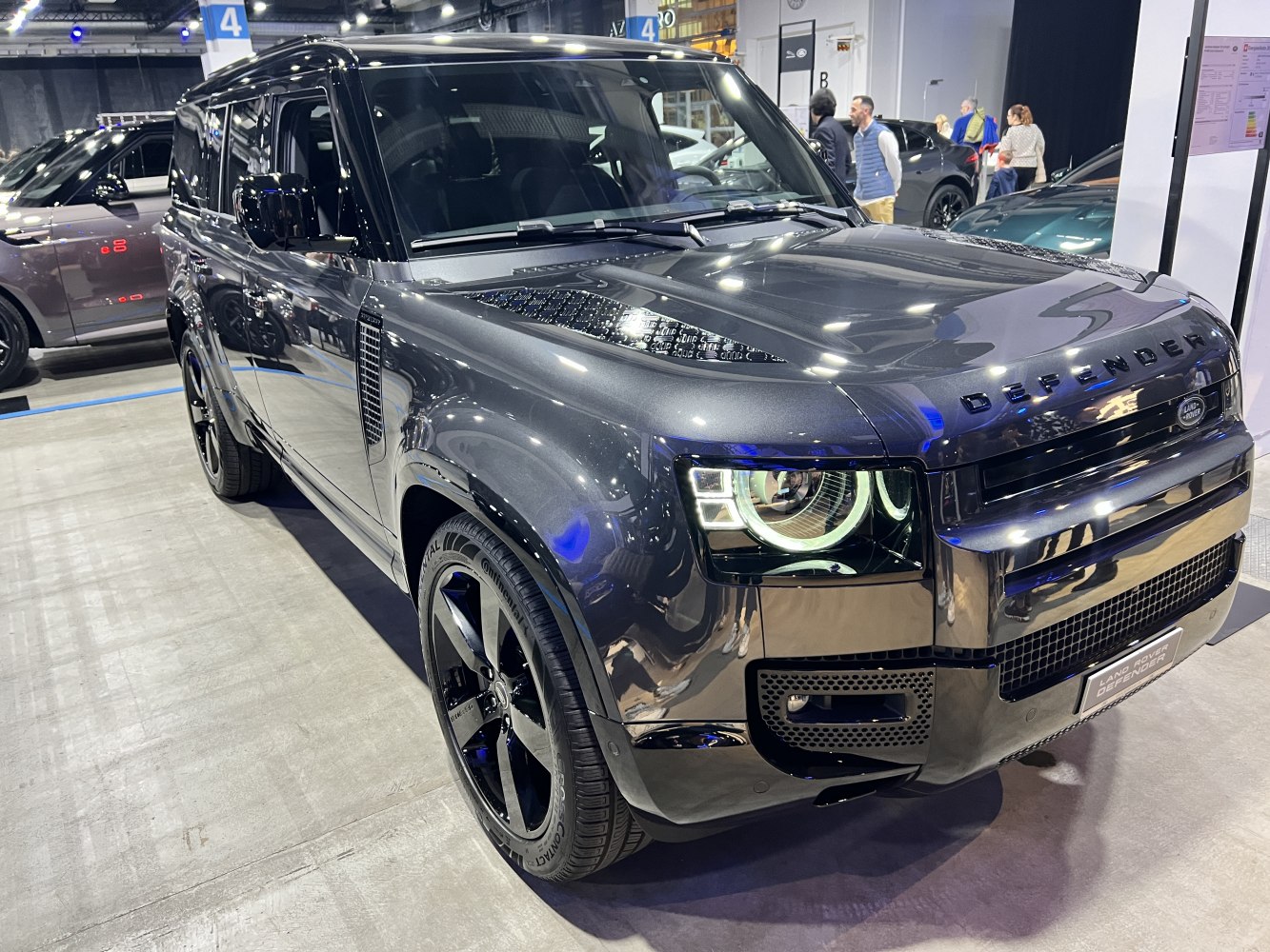 Front angle with LED headlights and glossy black wheels