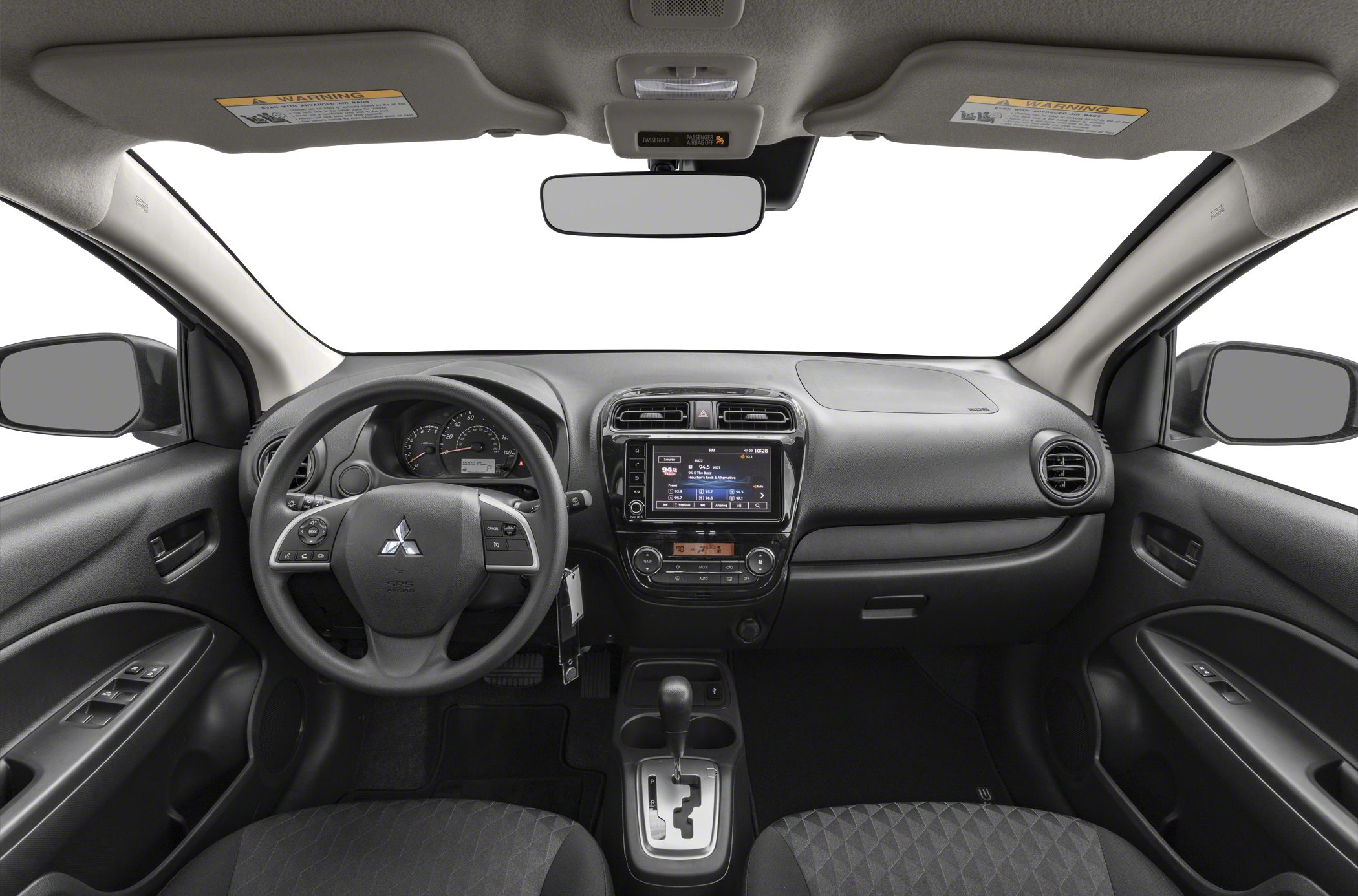 Dashboard and steering wheel of compact hatchback