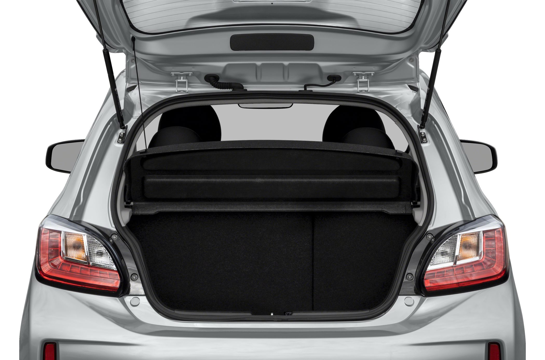Open rear hatch showing spacious cargo area and visible rear seats