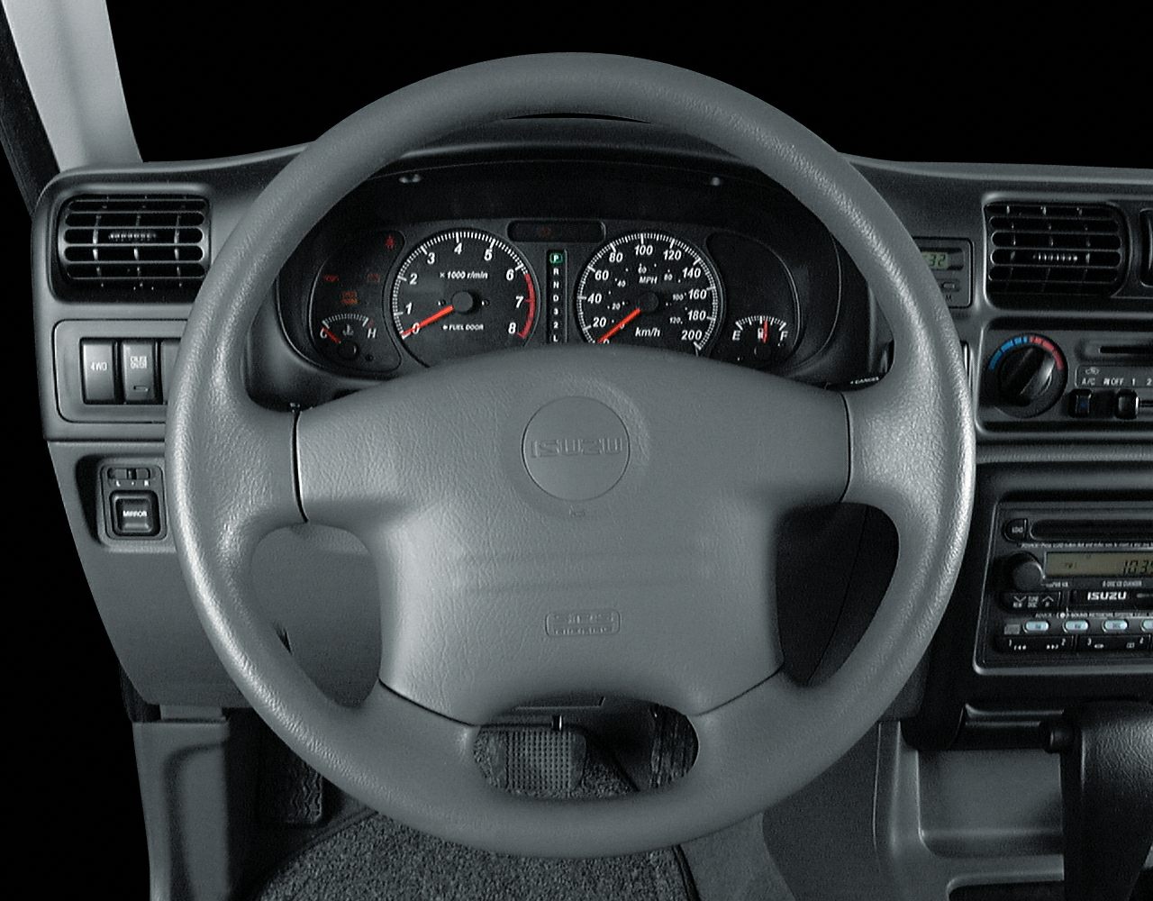 Dashboard with steering wheel and instrument panel