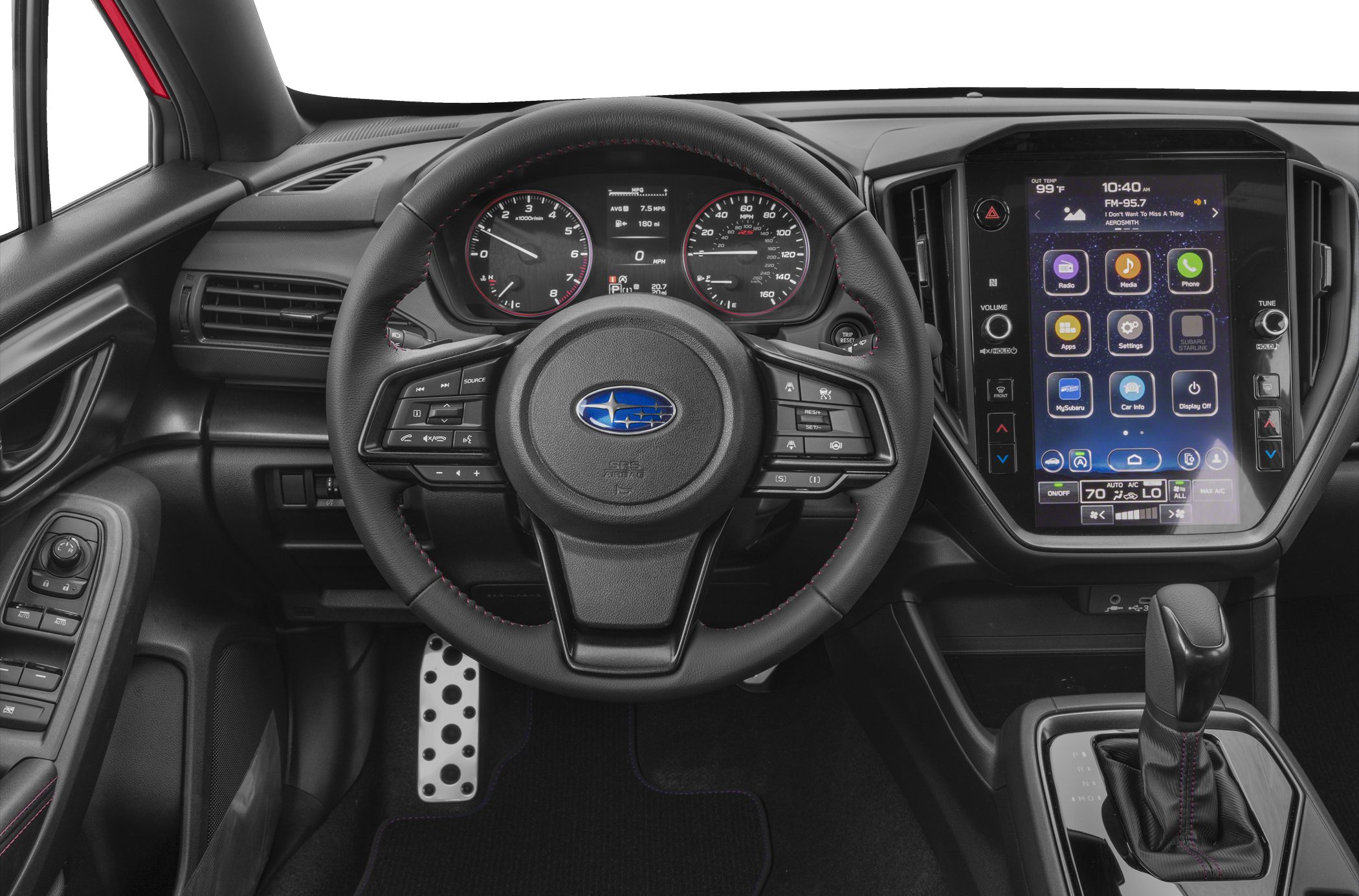 Steering wheel and digital touchscreen dashboard with multimedia controls