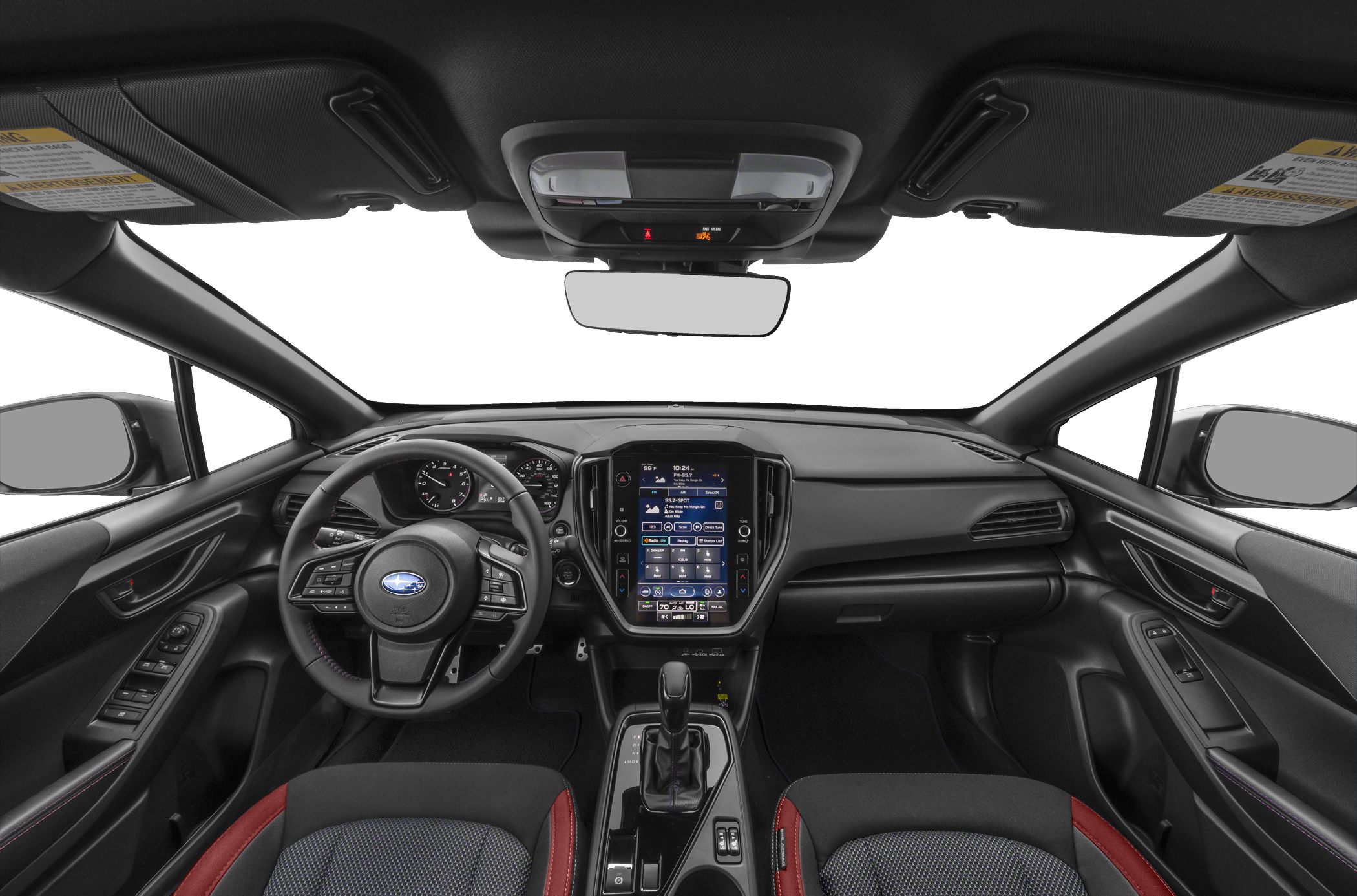 Interior dashboard, steering wheel, touchscreen controls
