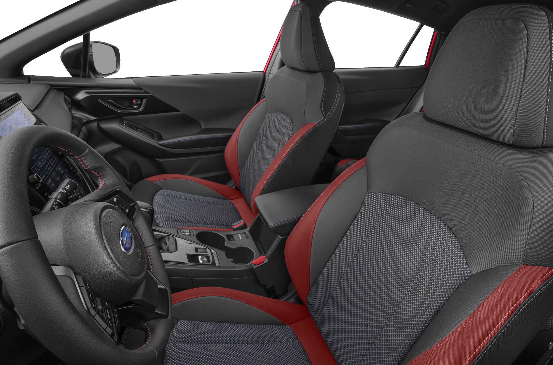 Sporty red-accented seats and modern interior design