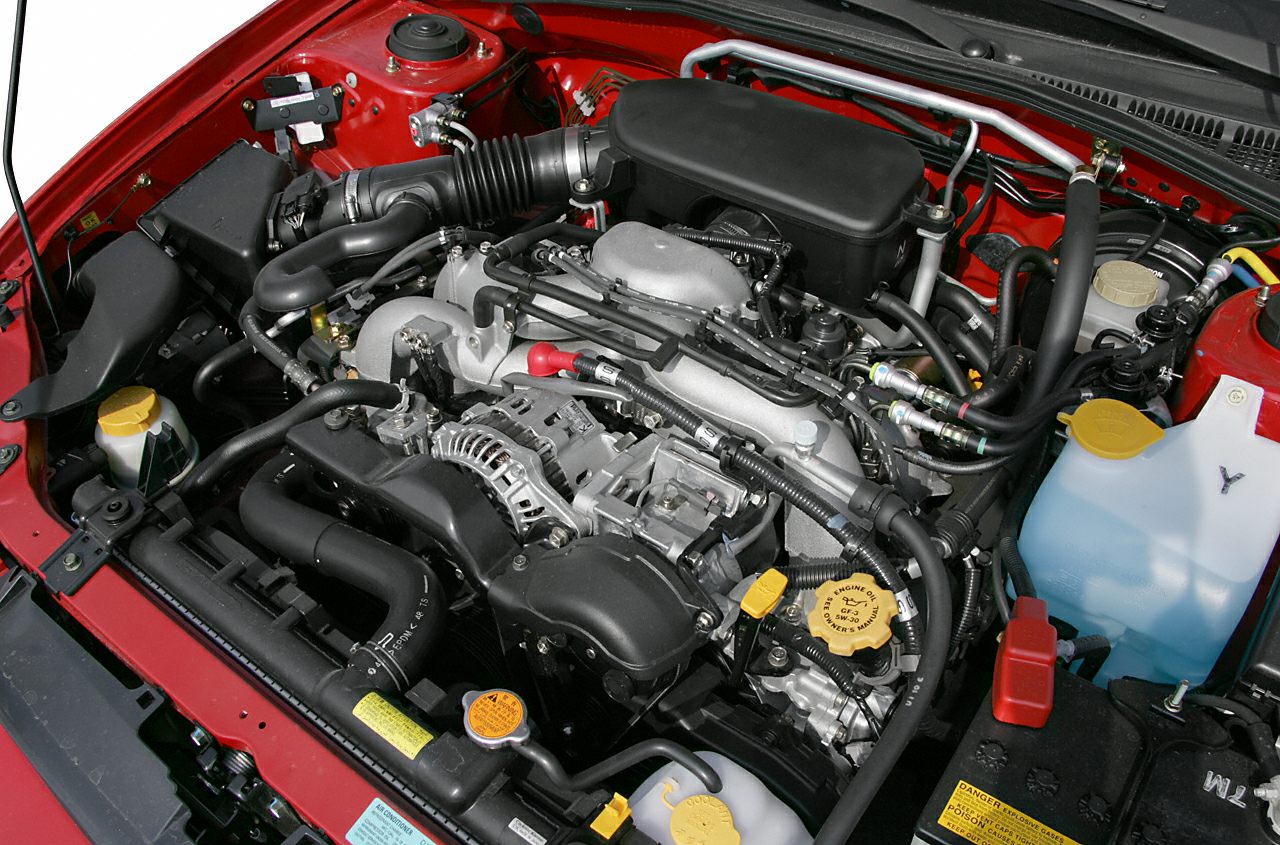 Engine bay with detailed powertrain and components