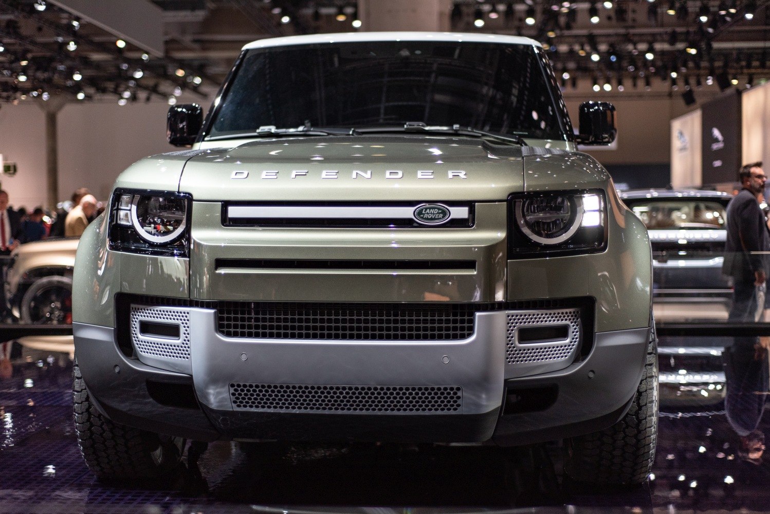 Front view with LED headlights and bold grille design