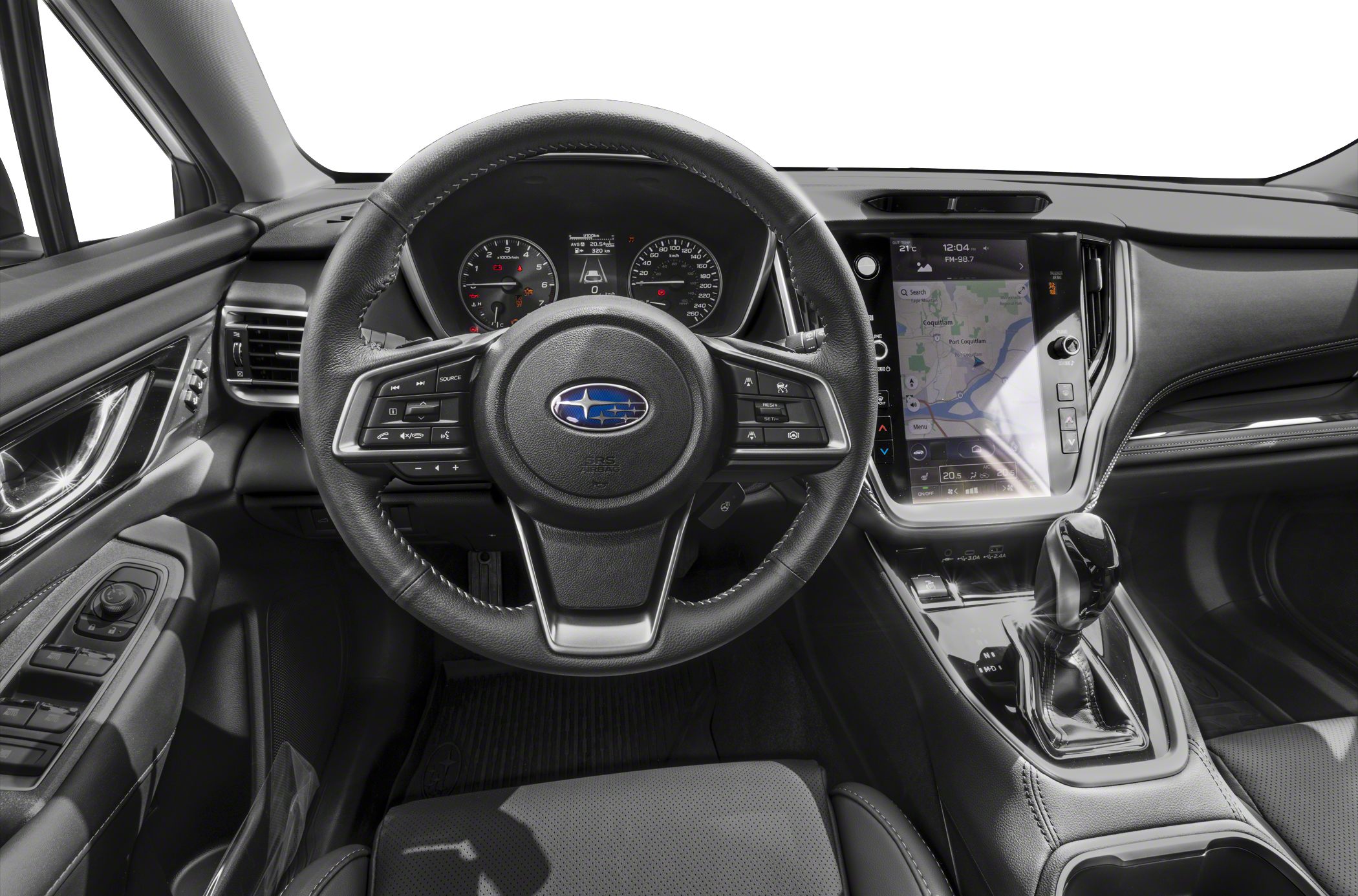 Steering wheel with controls and touchscreen infotainment system