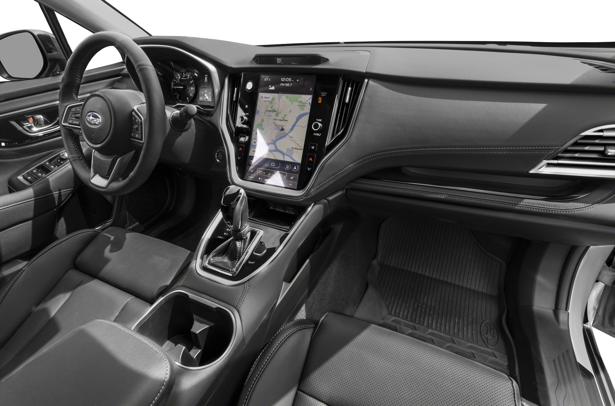 Interior dashboard and large touchscreen infotainment system