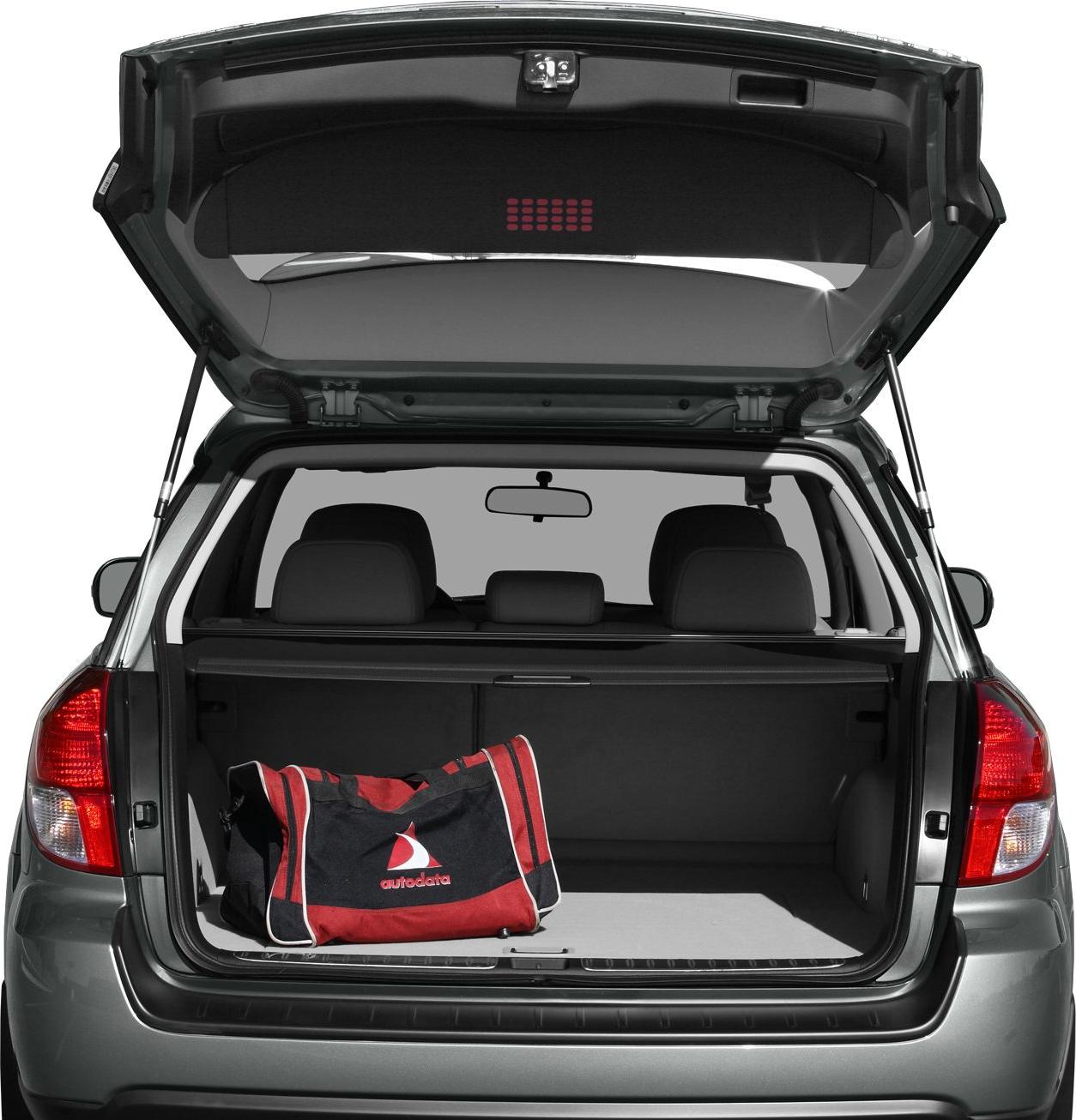 Open rear cargo area with tailgate and cargo cover
