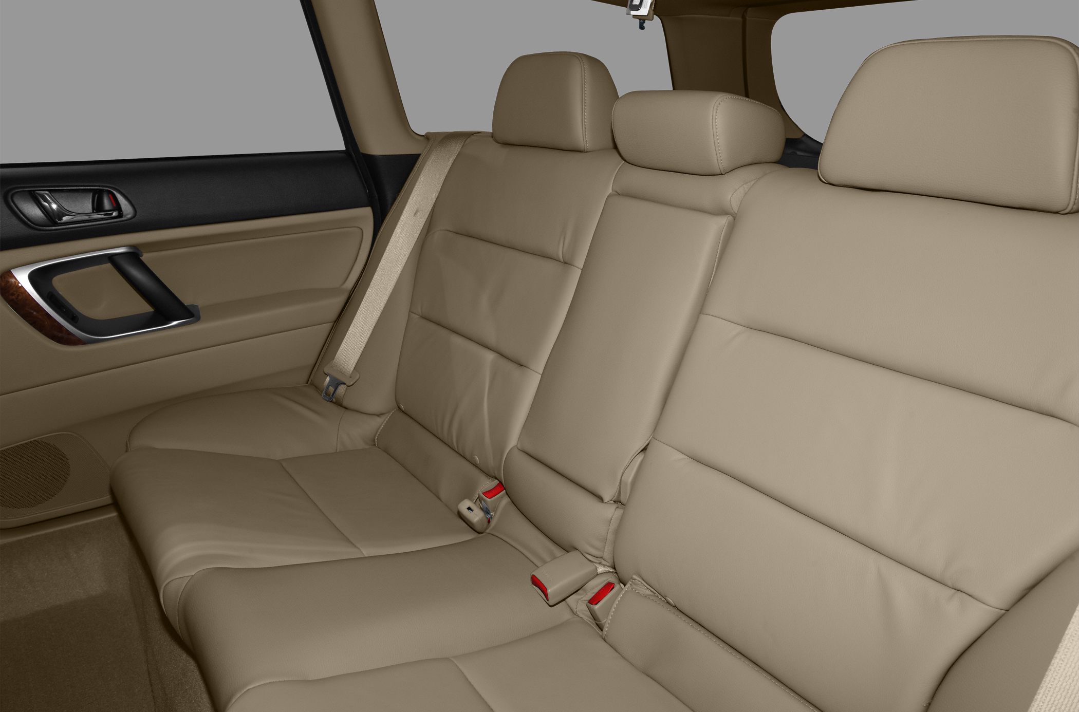 Leather beige rear seat with seatbelts and headrests