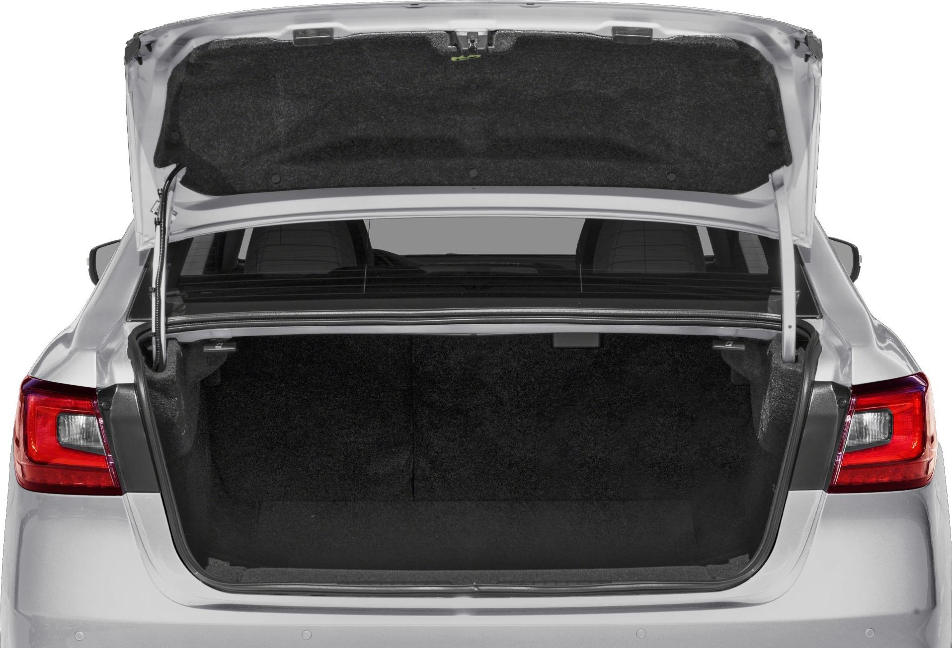 Open trunk space with carpeted interior and two rear taillights.