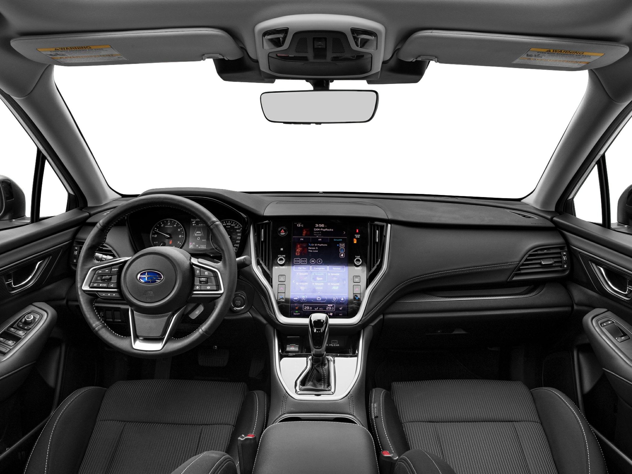Modern car interior with digital dashboard and infotainment display