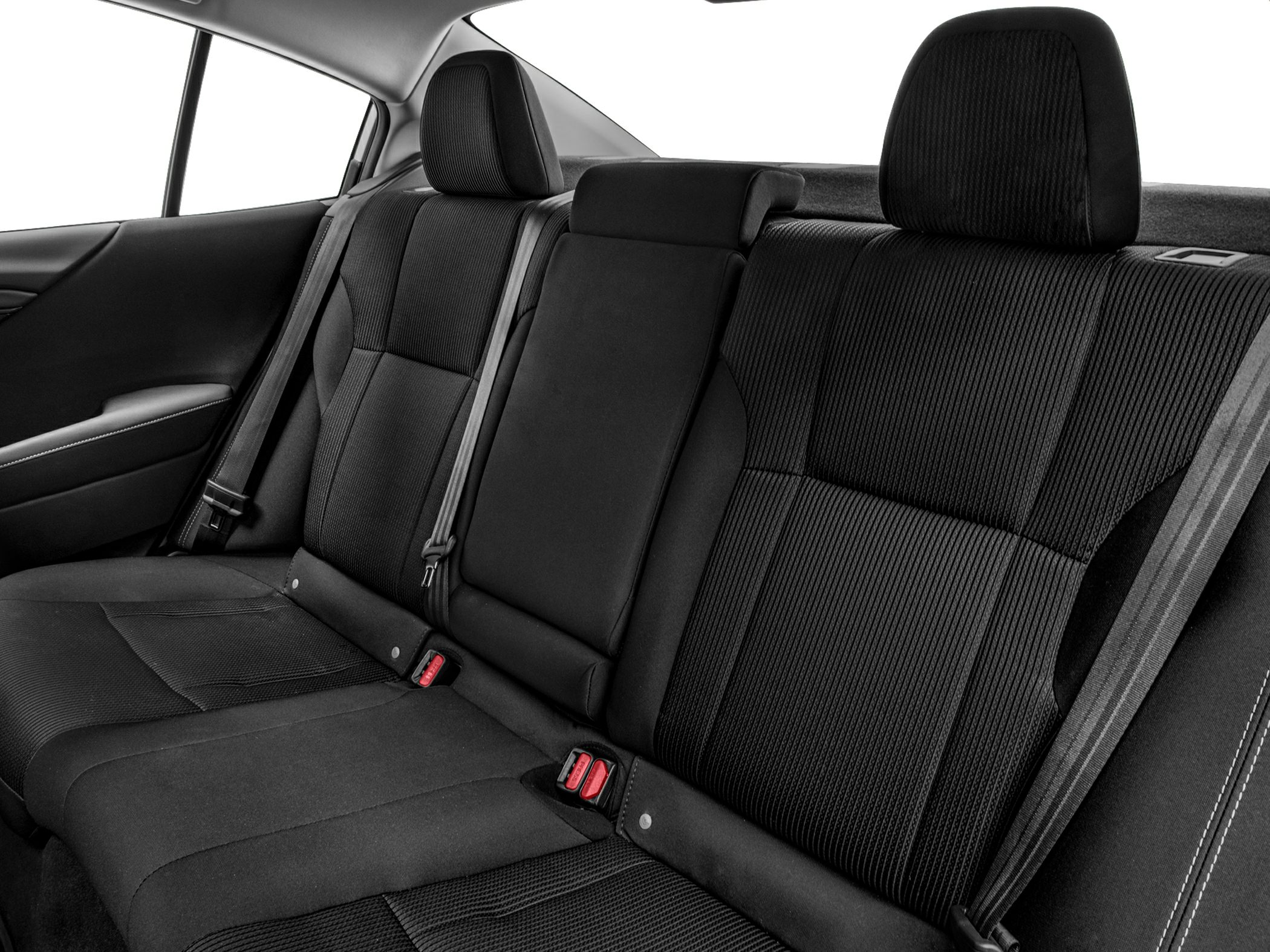 Black fabric rear seats with headrests and seat belts