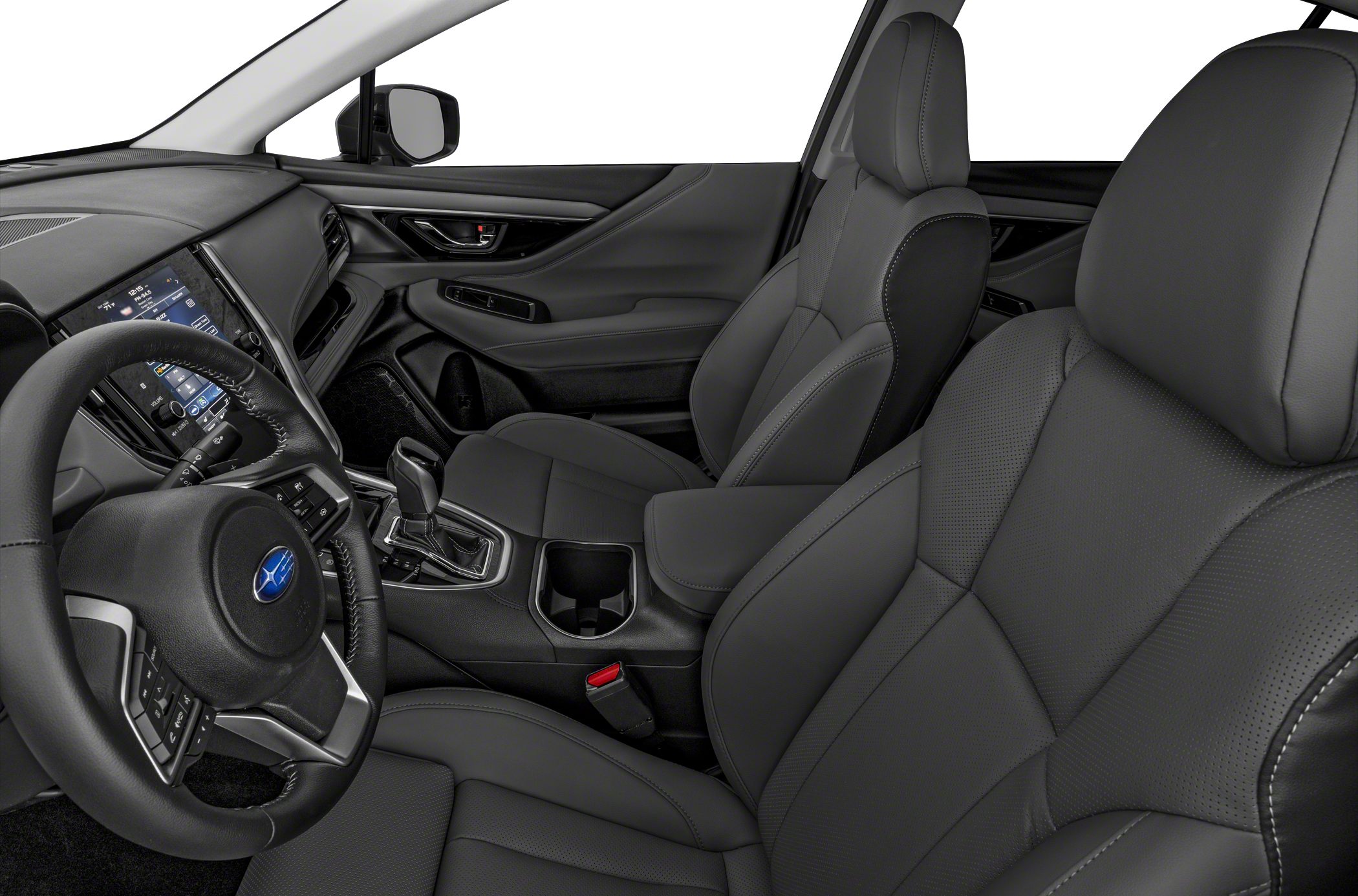 Leather seats and advanced infotainment system in modern car interior