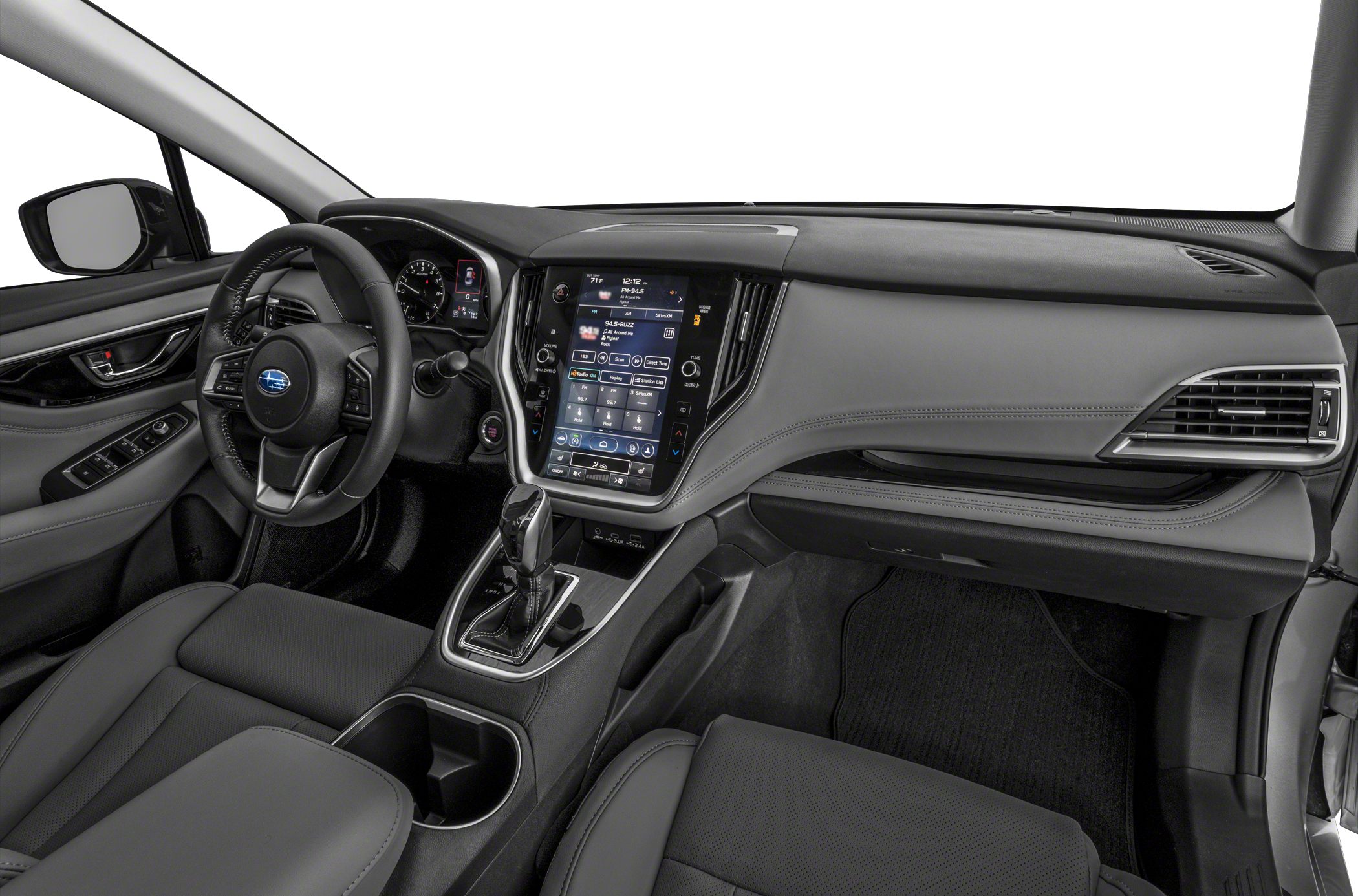 Touchscreen infotainment and ergonomic dashboard in modern car interior
