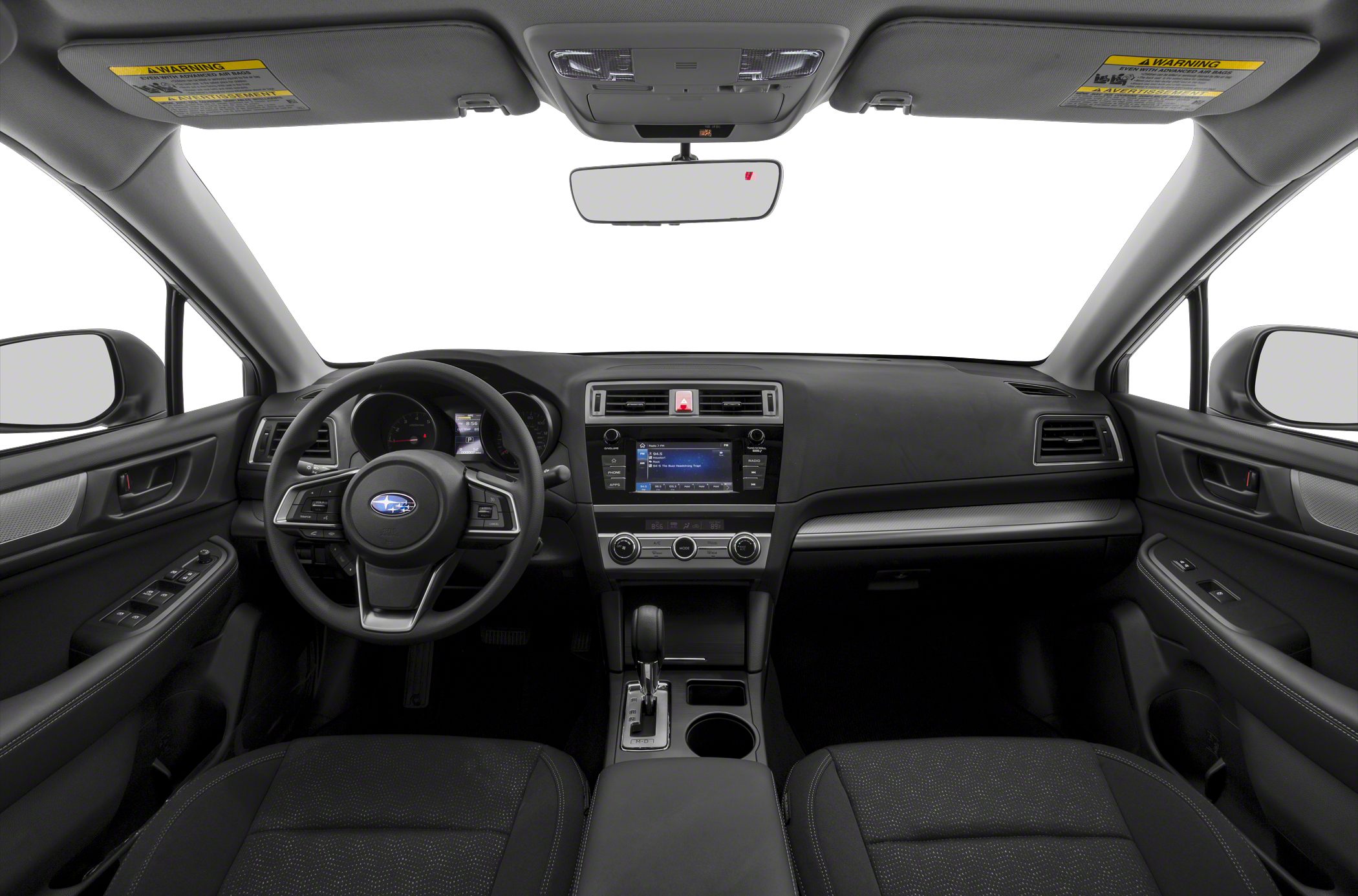 Dashboard, steering wheel, center console layout in car interior