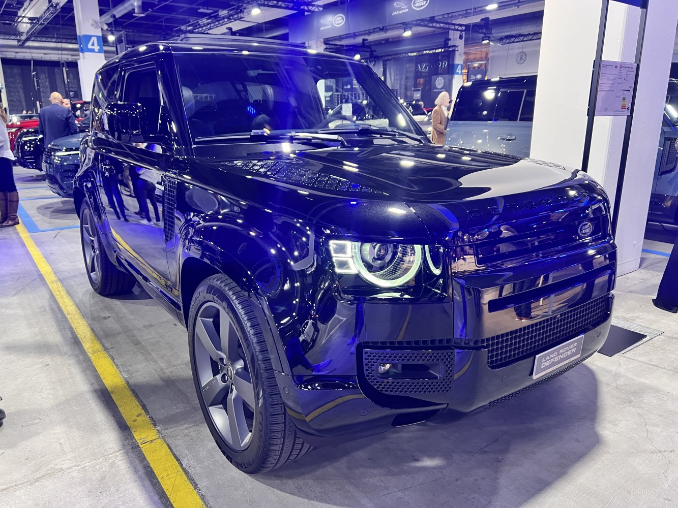LED headlights and bold front grille on a black SUV