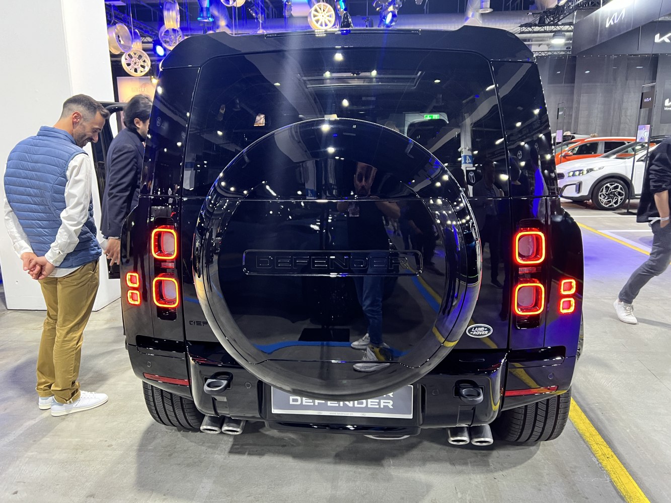 Rear view with spare tire cover and LED tail lights