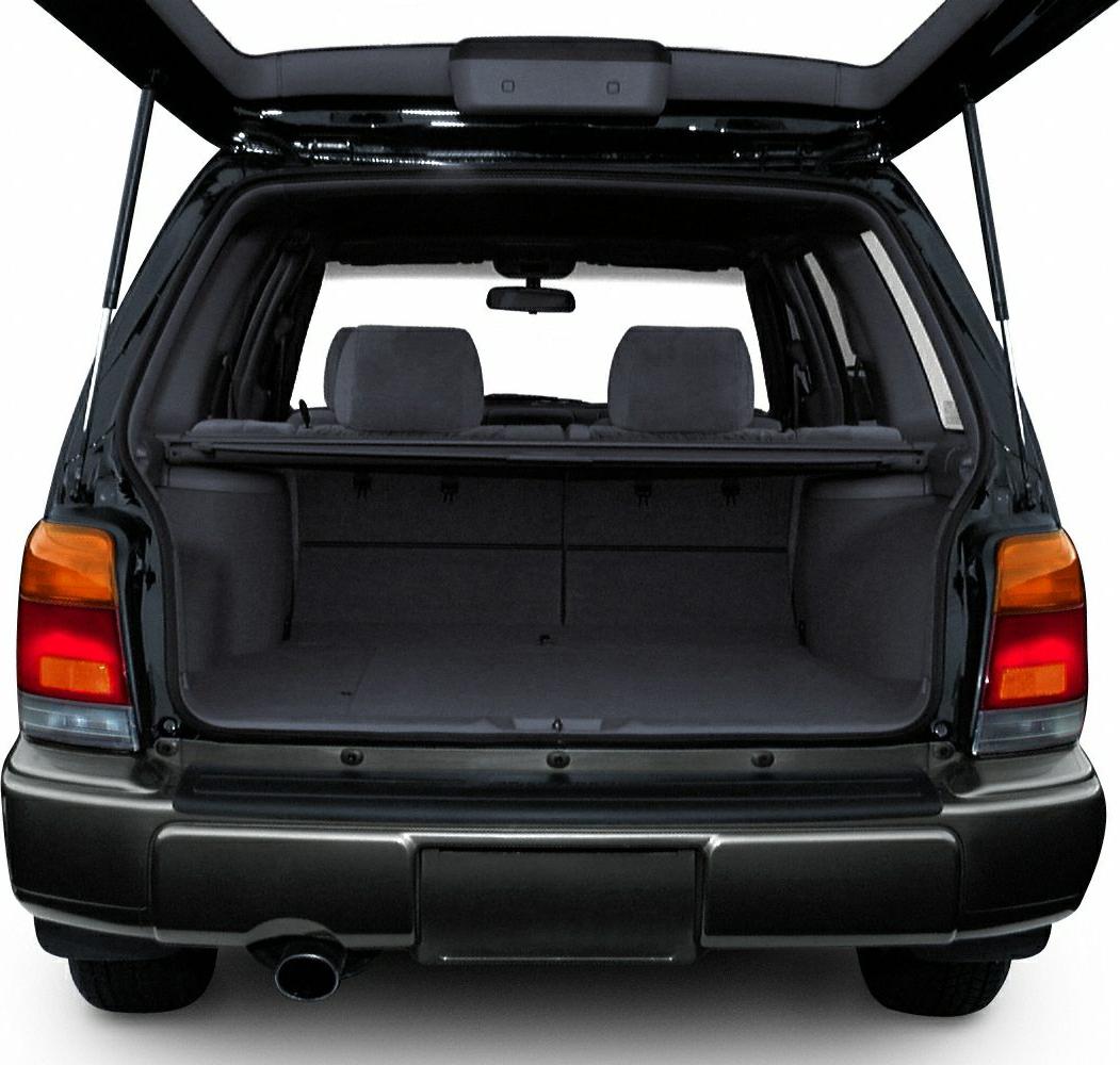 Open spacious rear cargo area with trunk door lifted