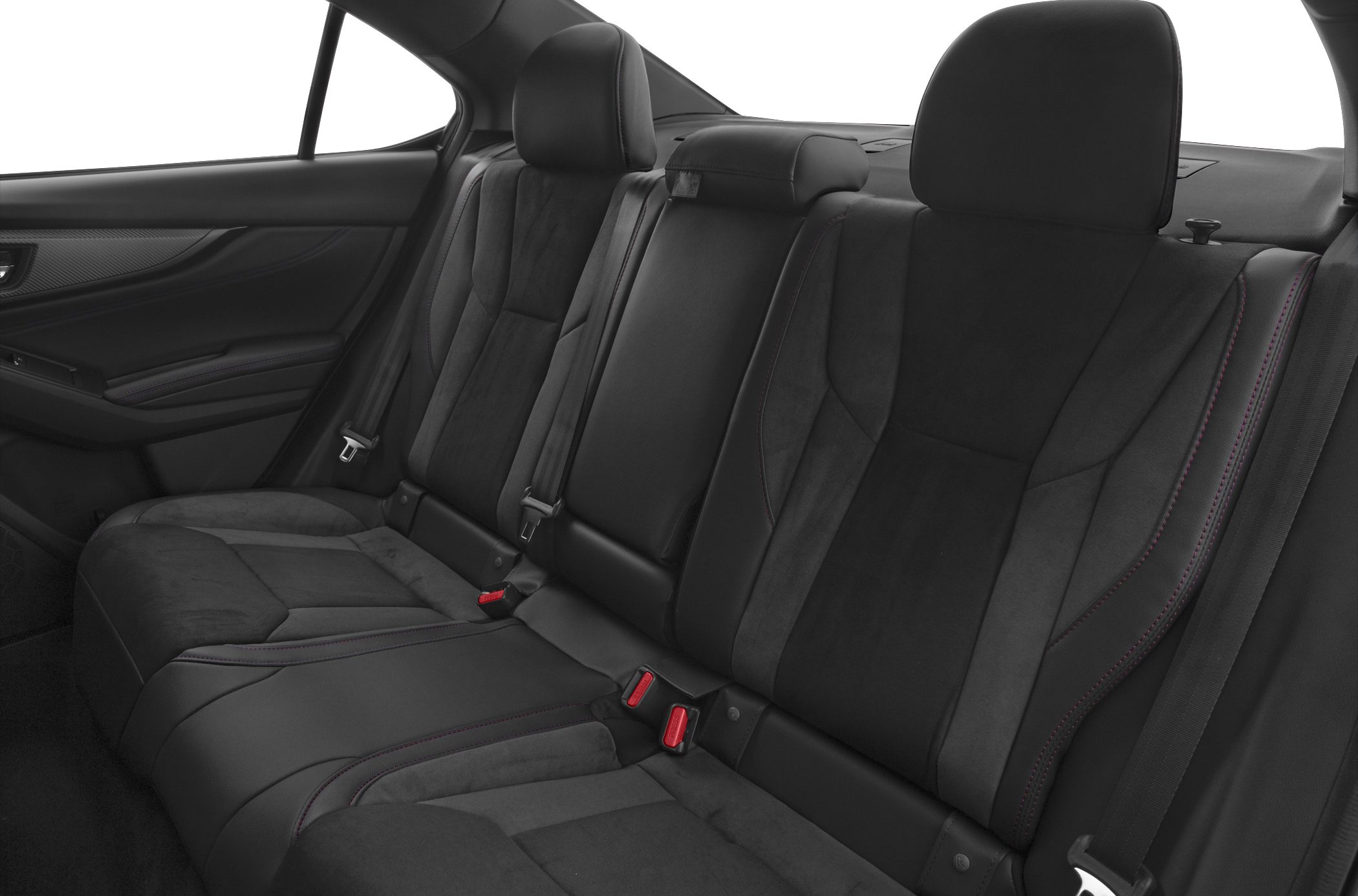 Rear seat interior with black upholstery and ergonomic design