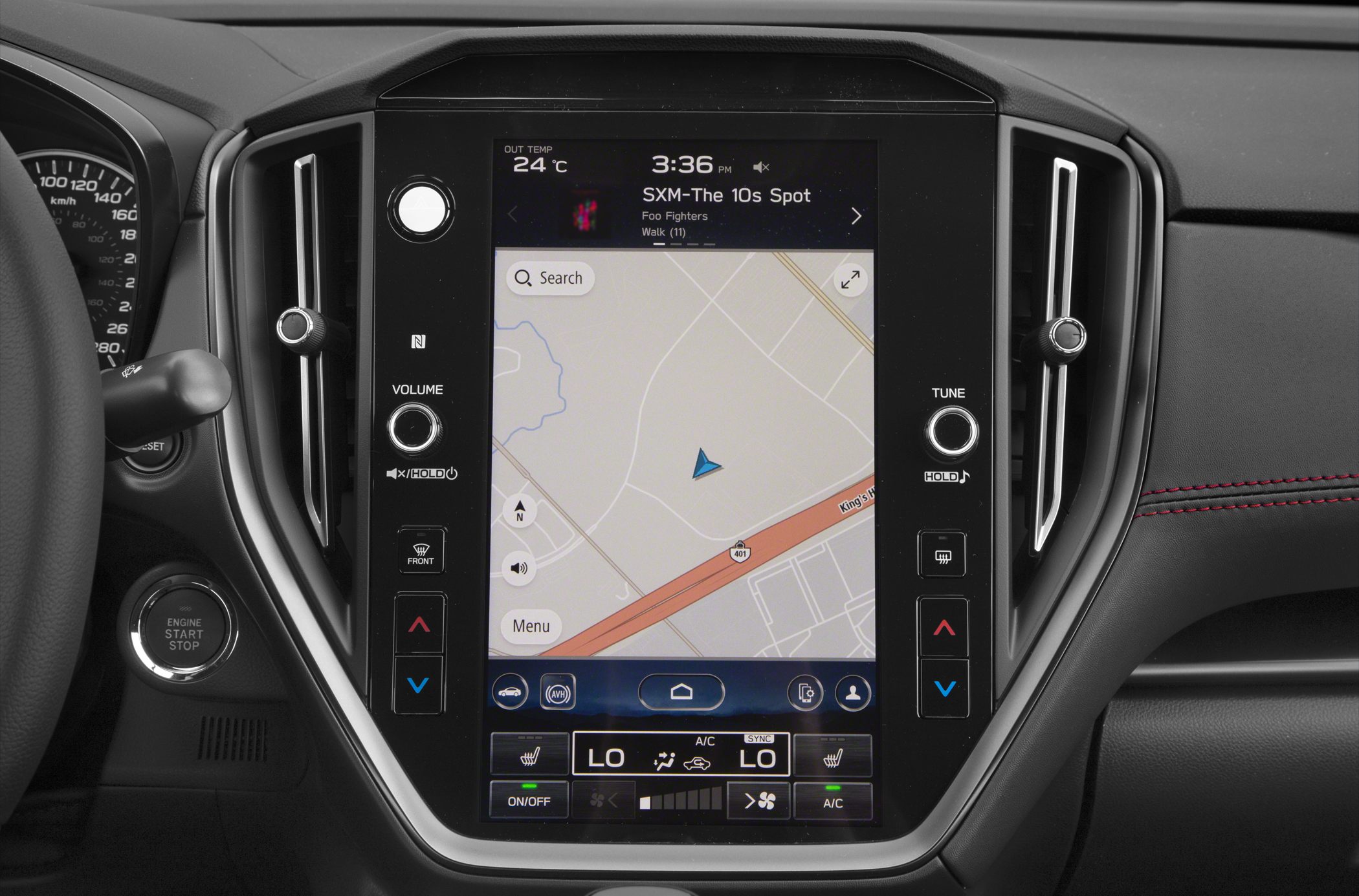 Touchscreen infotainment with navigation and climate control interface