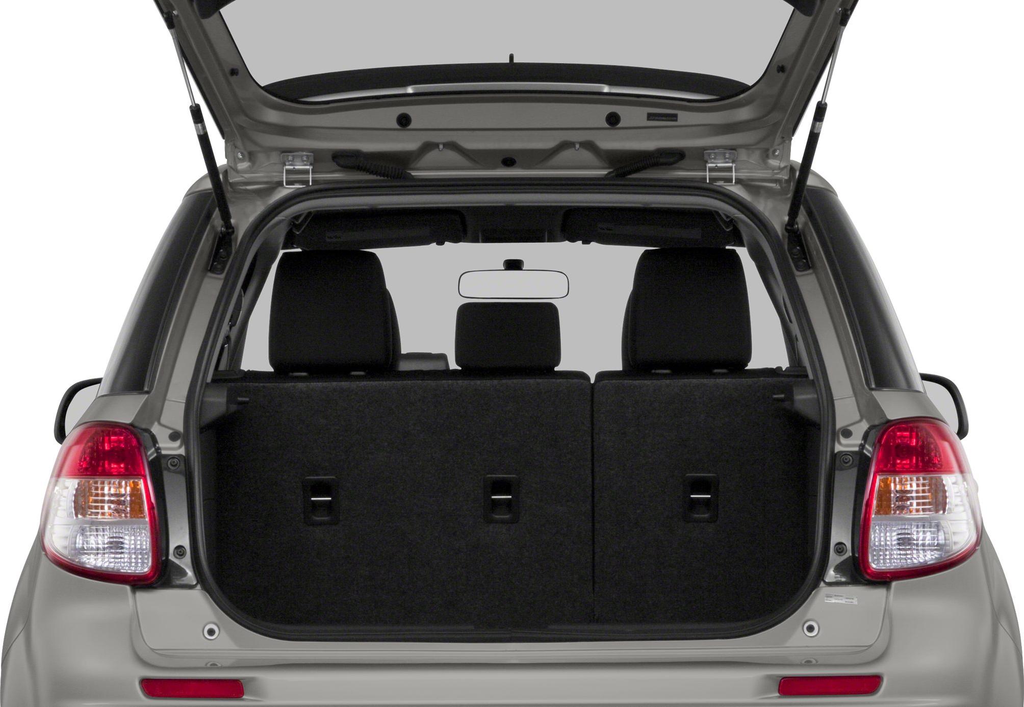 Open rear hatch with visible trunk space and back seats