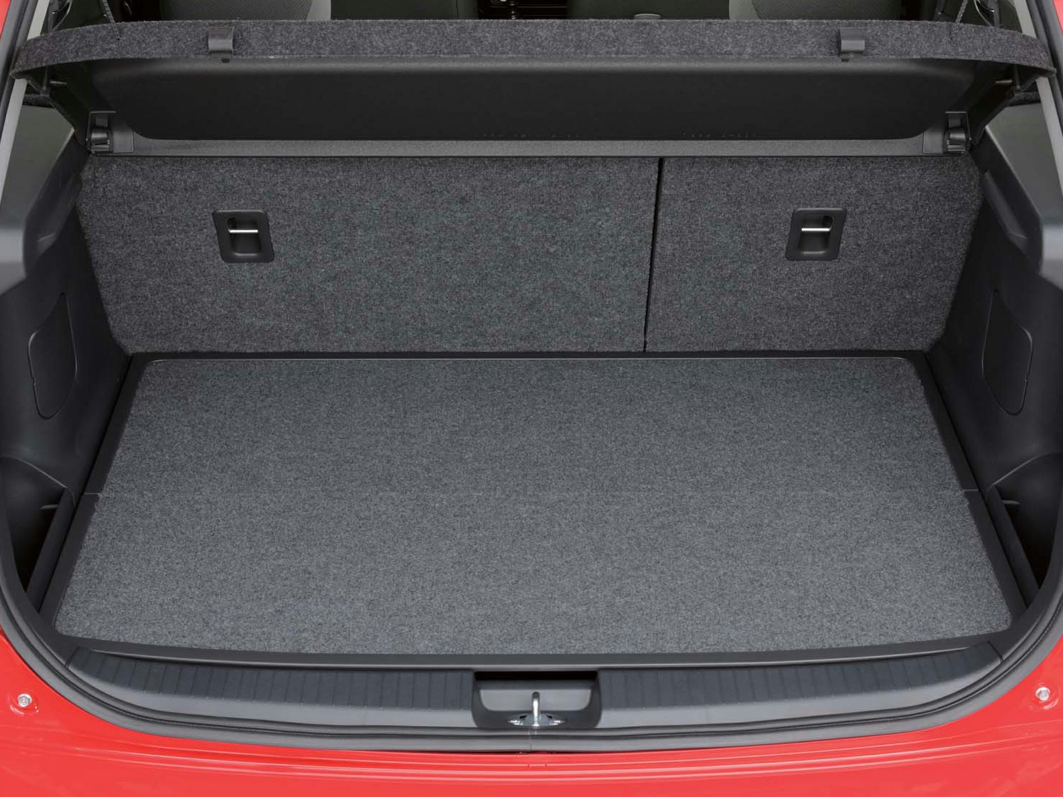 Spacious car trunk with flat floor and split rear seats