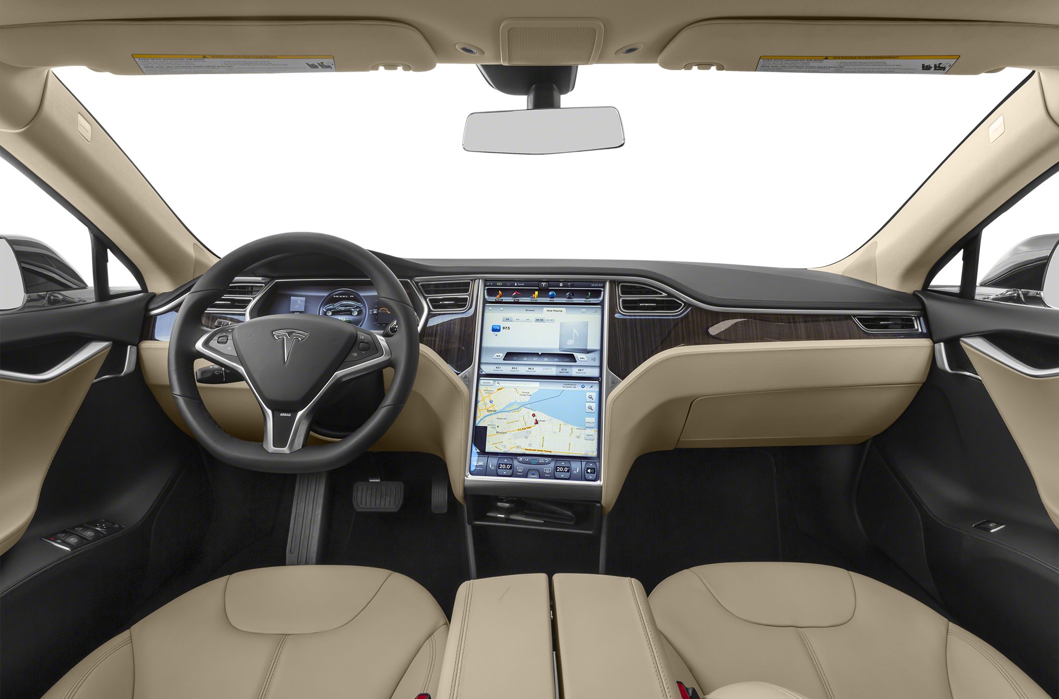 Interior with large touchscreen and digital instrument cluster