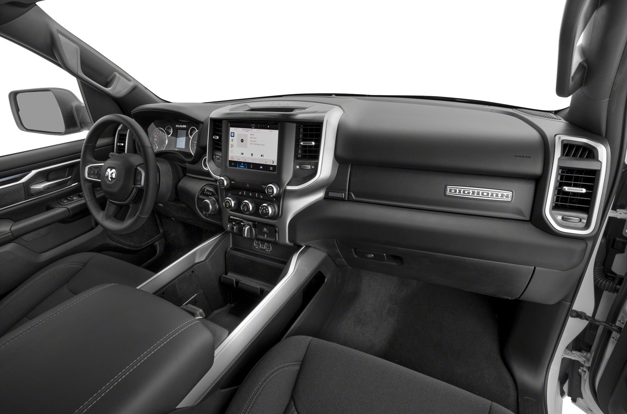 Modern dashboard with touchscreen and Bighorn badge