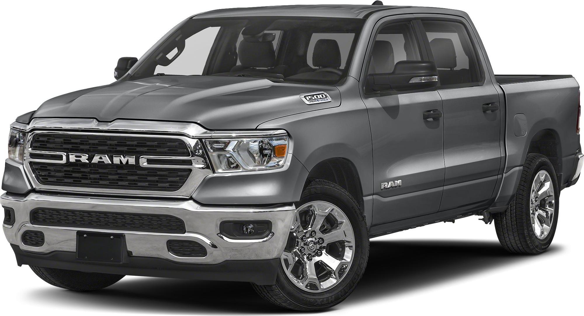 Front grille and headlight with side view of crew cab pickup