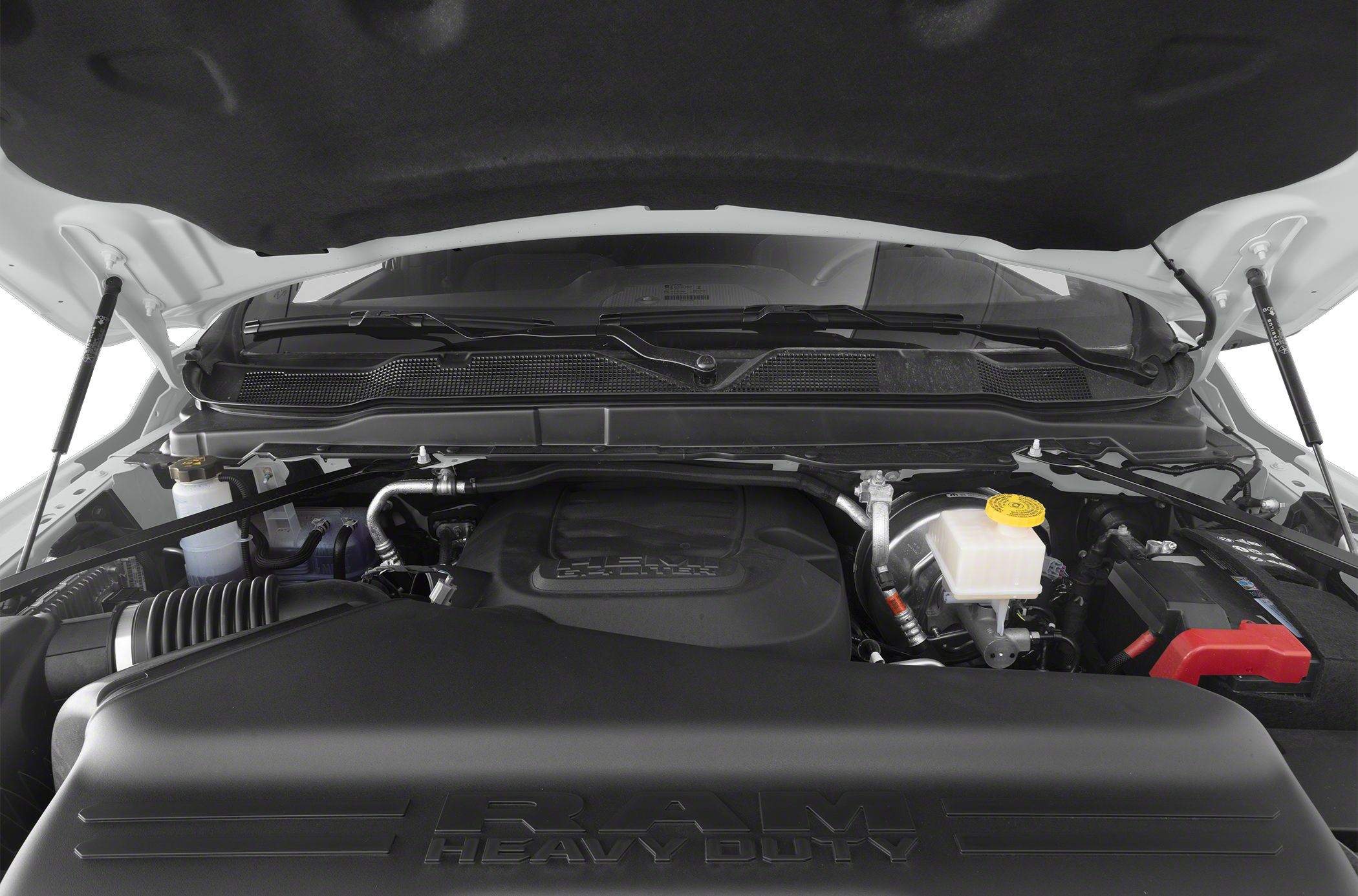 Heavy duty pickup engine bay with RAM branding