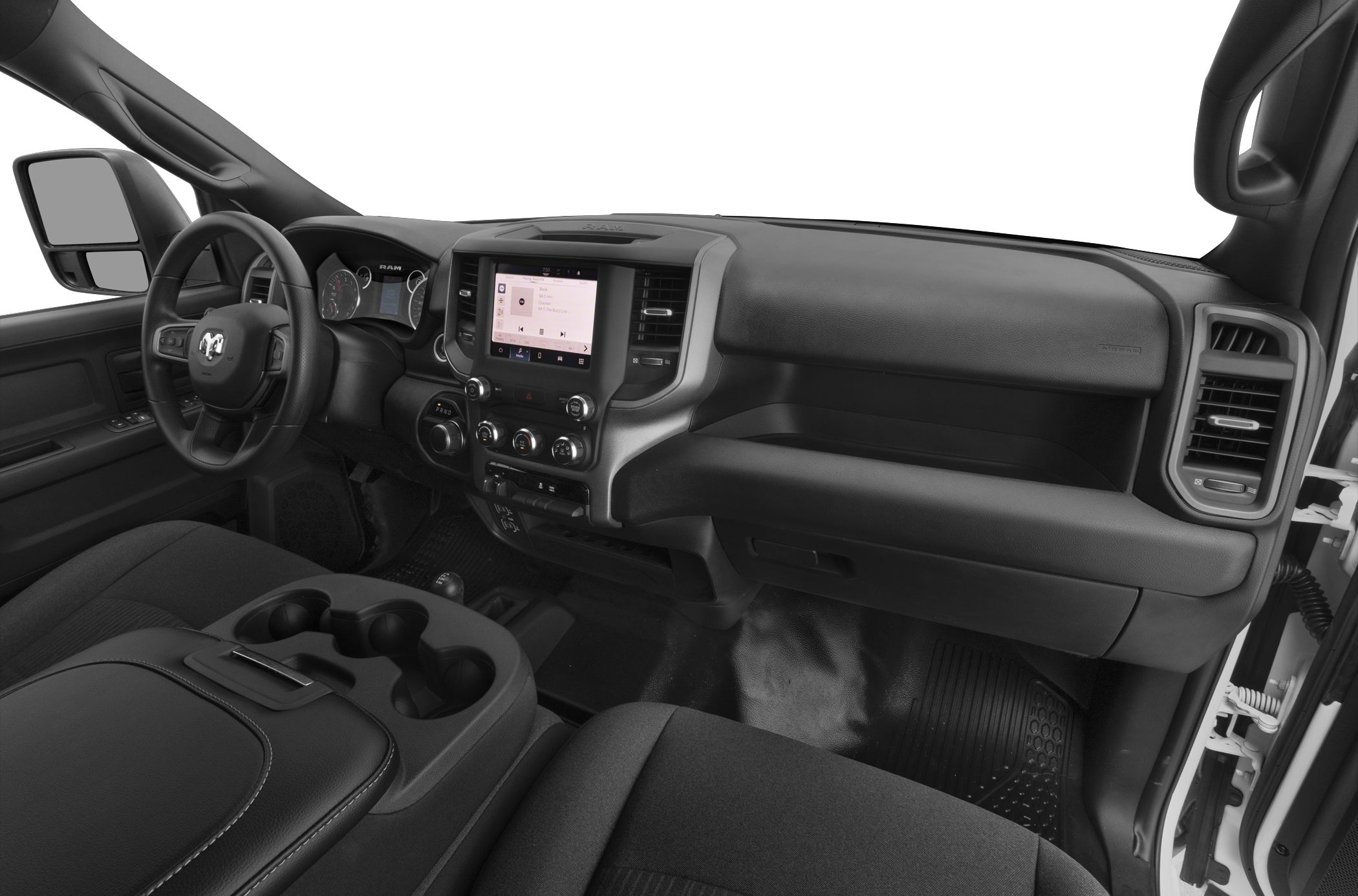 Dashboard, touchscreen, rotary gear selector, center console