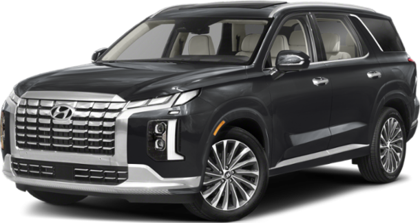 Bold front grille and sleek side profile of a large SUV.