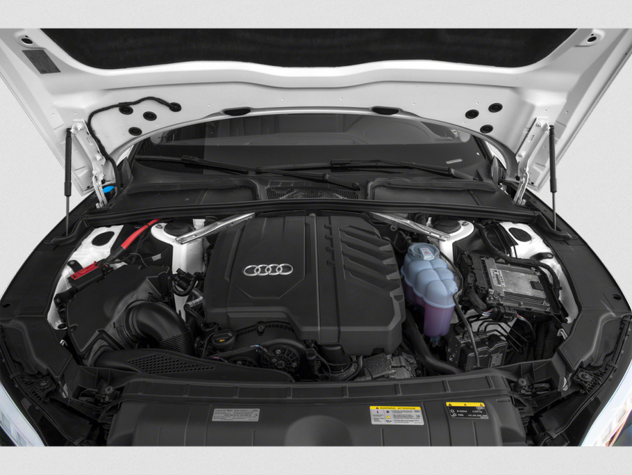 Engine compartment with detailed modern engine and components