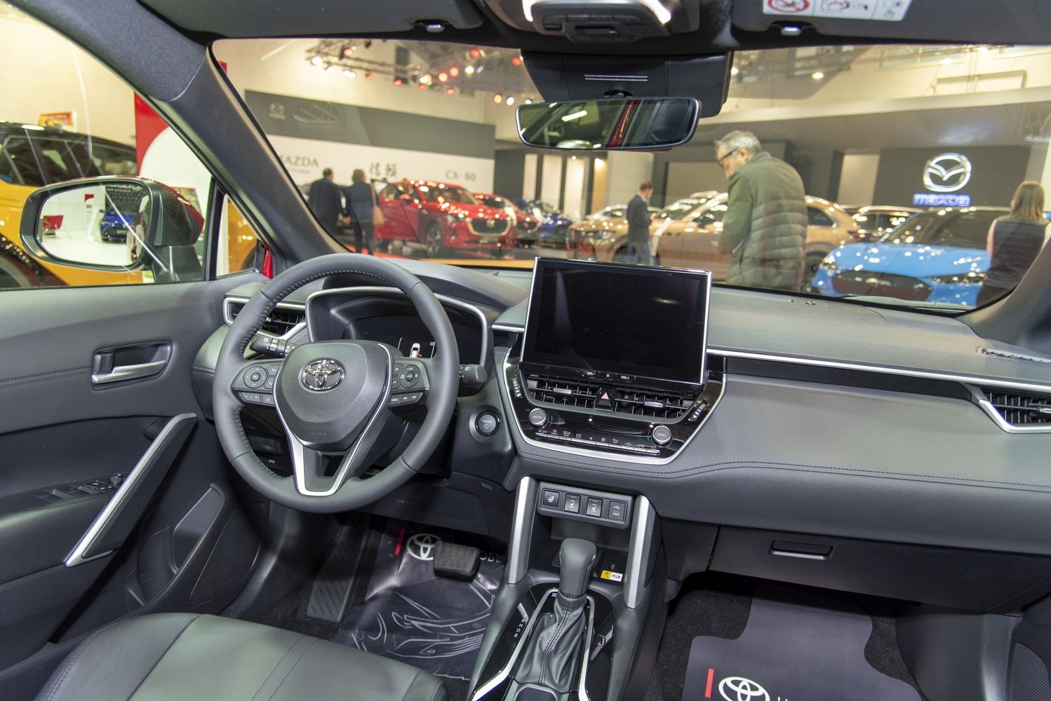 Modern dashboard and multifunction steering wheel with touchscreen