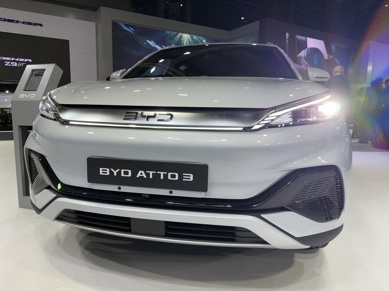 Sleek front view with slim headlights and aerodynamic bumper.
