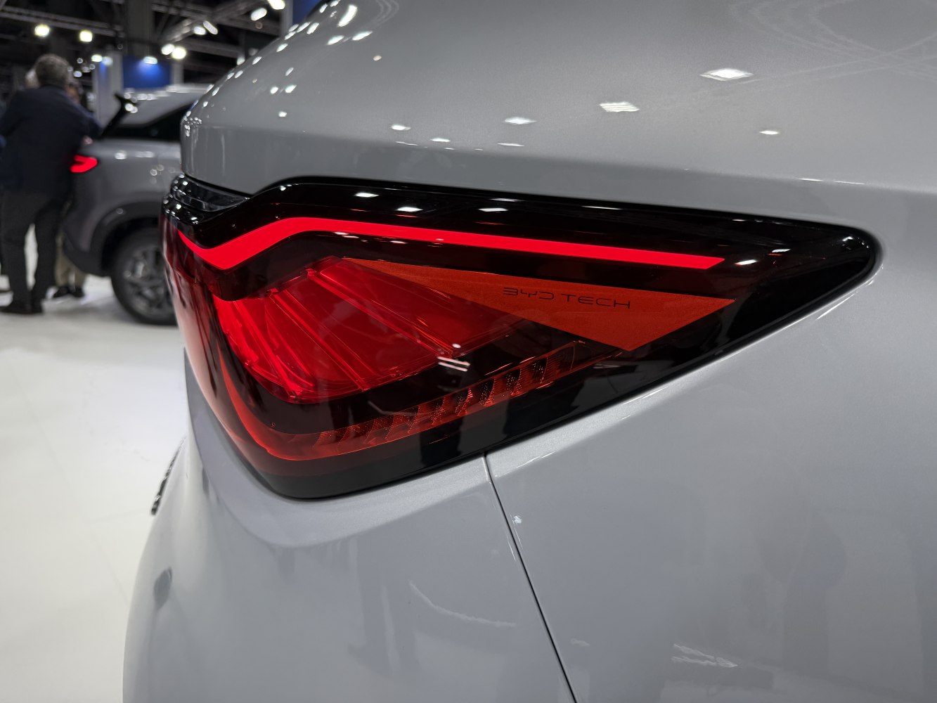 Rear LED tail light design with sharp lines and BYD Tech branding